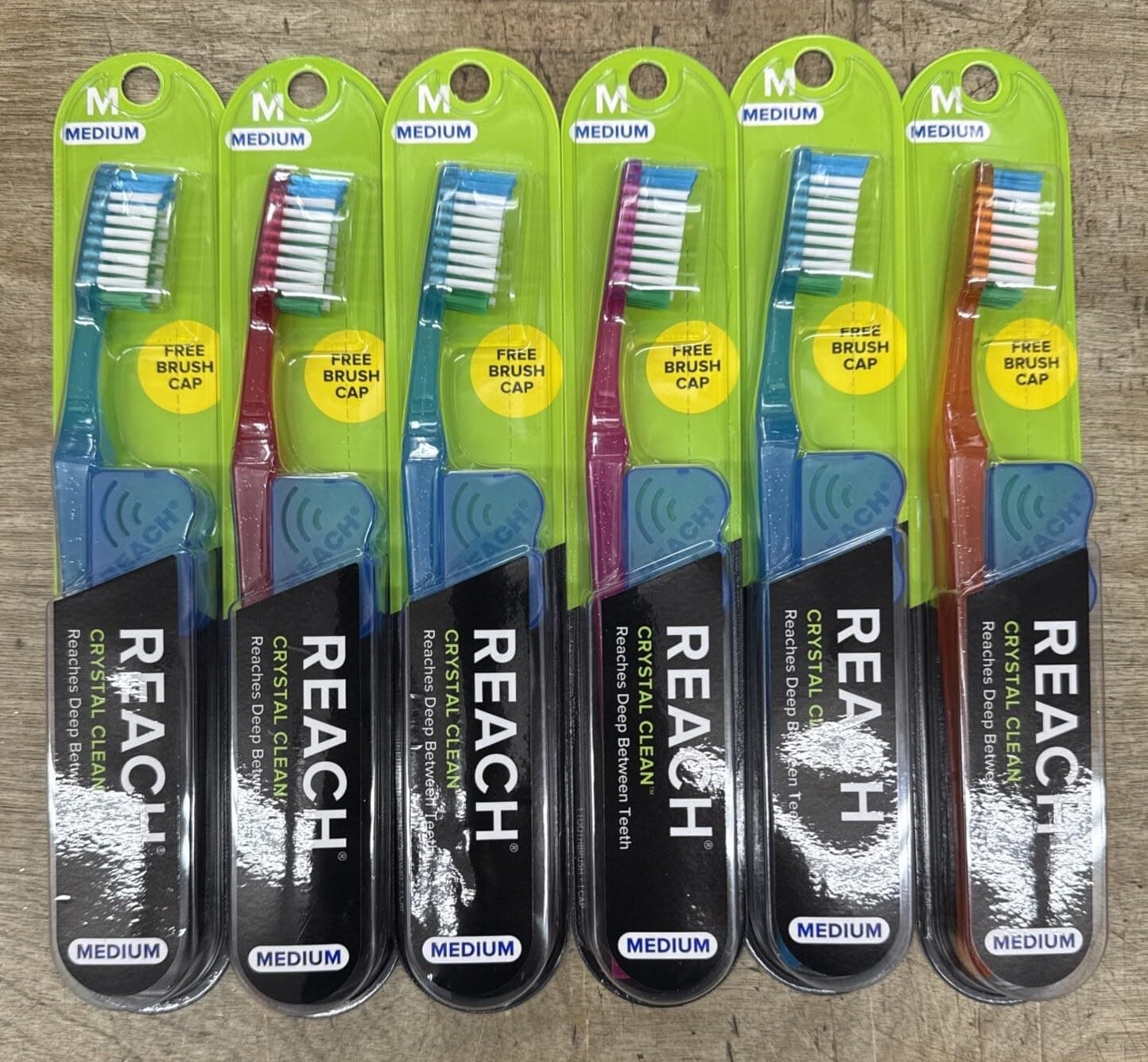 Reach Crystal Clean Toothbrush, Medium Bristles, 1 Count, Pack of 6