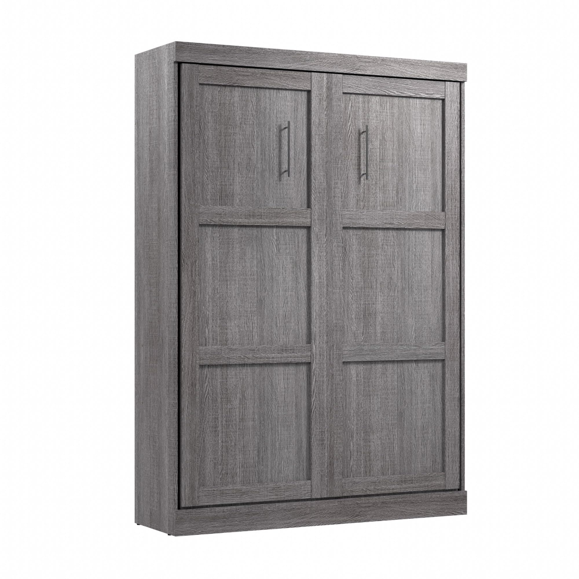 Pur Full Size Murphy Bed in Bark Grey, 59-inch Space-Saving Sleeping Arrangement for Multipurpose Area, Bedroom, Guest Room, or Living Room