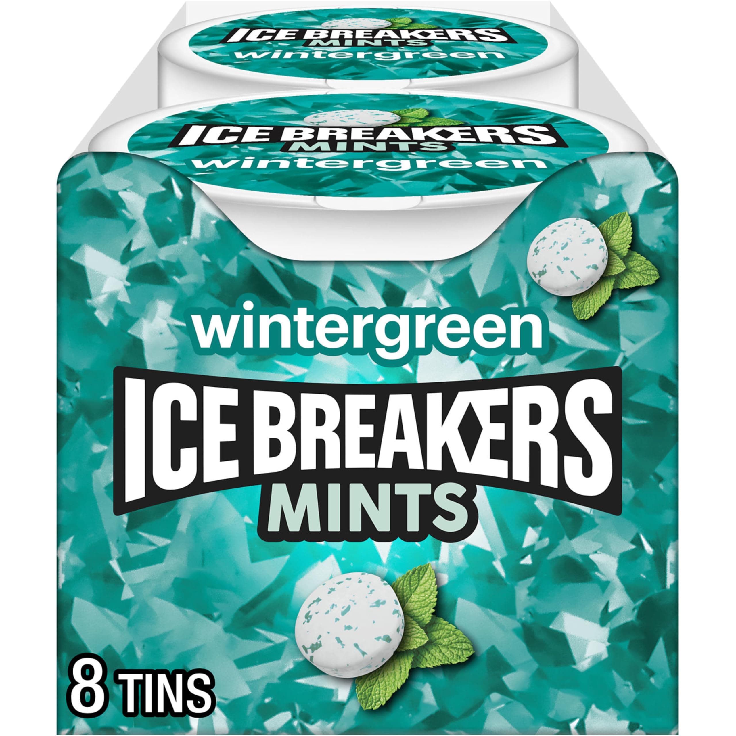 Ice Breakers Wintergreen Sugar Free Mints with Cooling Crystals, 1.5 oz ℮ 42 g, 8 Pack