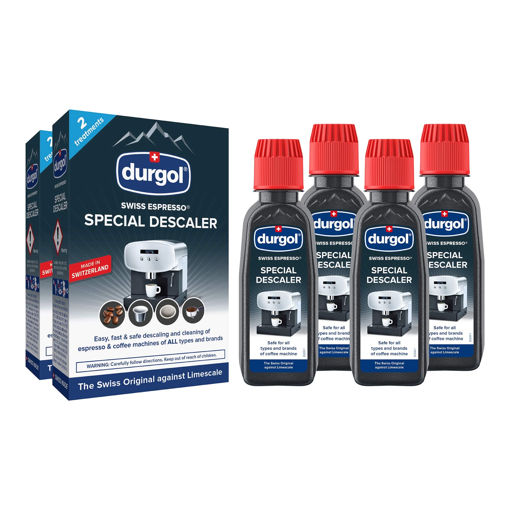 Swiss Espresso Machine Decalcifier/Descaler Solution, 4 Count