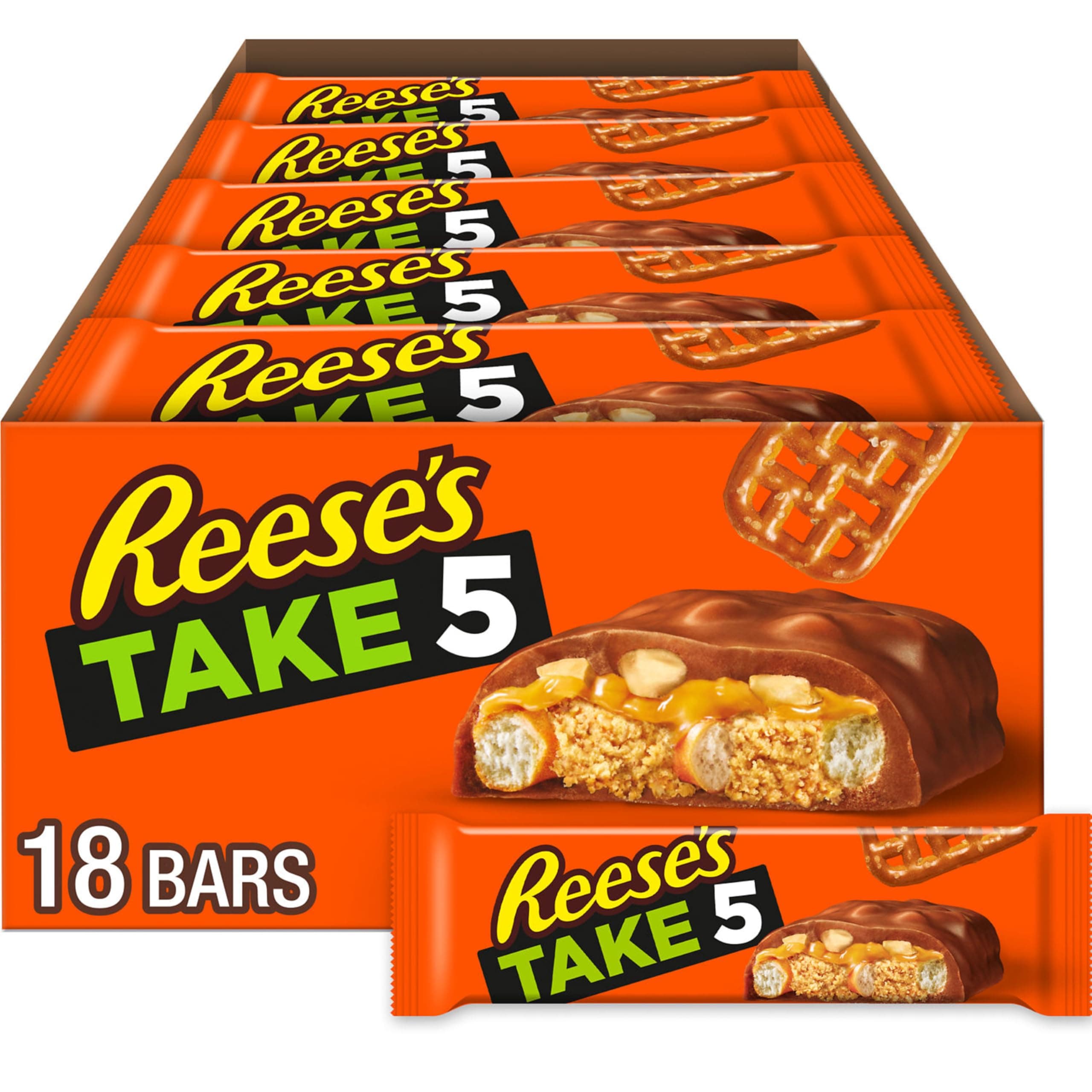 TAKE 5 Pretzel, Peanut and Chocolate Candy Bars, 1.5 oz (18 Count)