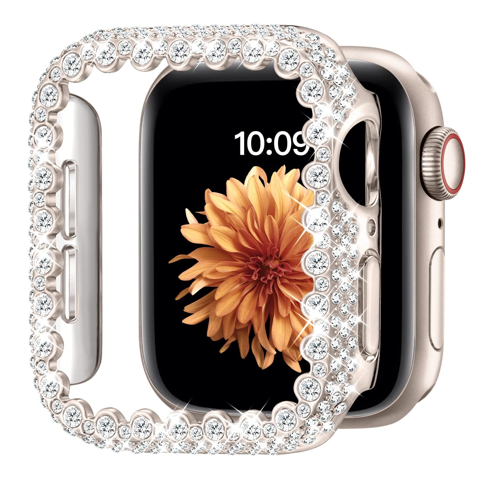 Bling Bumper Case Compatible with Apple Watch Series 6/5/4/SE 3/SE 2/SE 40mm, Diamond Protective Face Cover for Women, Hard PC Frame for iWatch 40mm