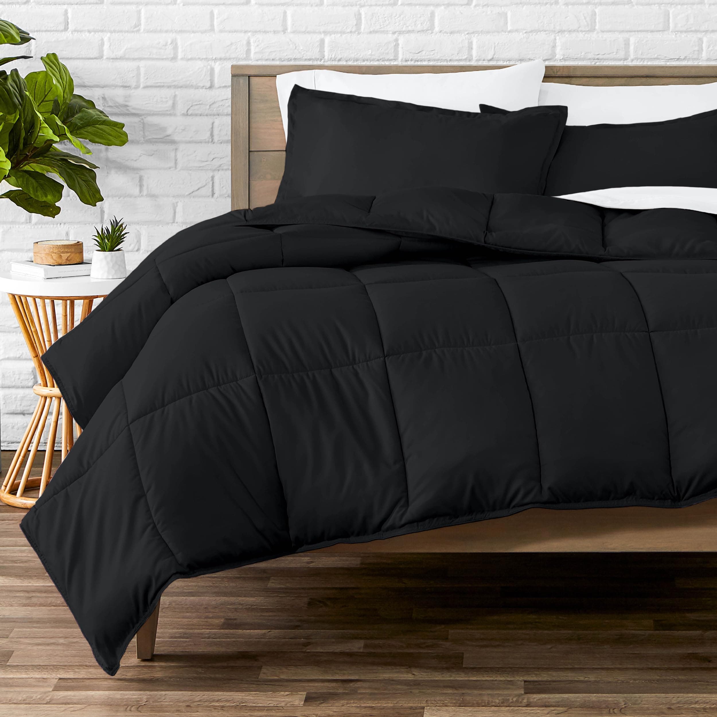 Bare Home Comforter Set - Oversized King Size - Ultra-Soft - Goose Down Alternative - Premium 1800 Series - All Season Warmth (Oversized King, Black)