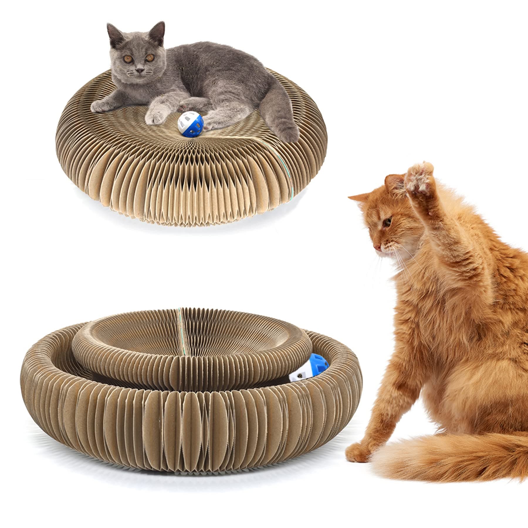 Kitty Curls cat Toy Foldable Magic Organ Cat Scratching Board Cat Ball Adventure The Ultimate Interactive Mental Physical Exercise for Indoor Cats Toy