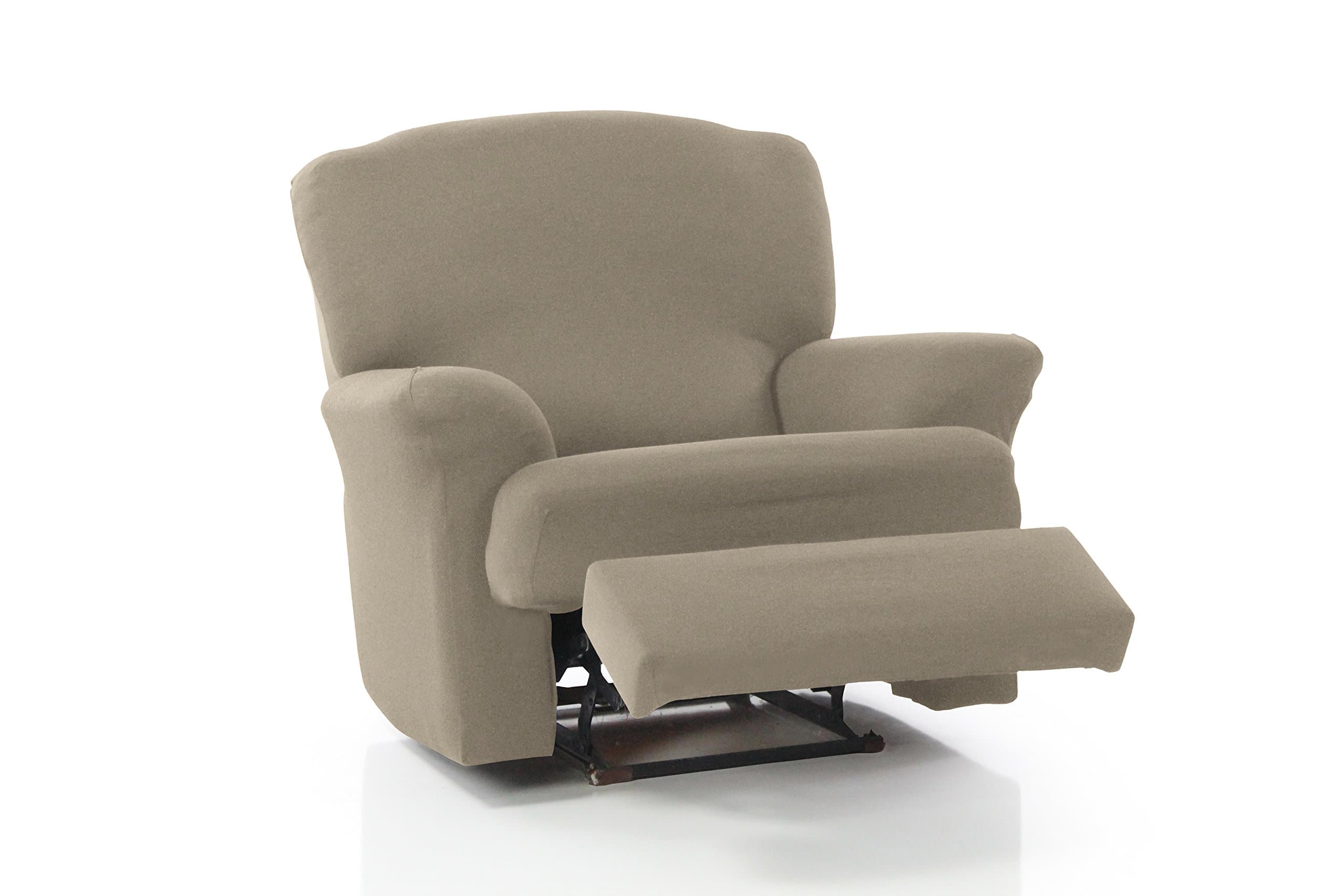 Elainer Home Living 2 Way Stretch Multi Elastic Fabric Easy Fit Washable Nautic Recliner Chair Cover Recliner Chair Protector Slipcover (Beige)