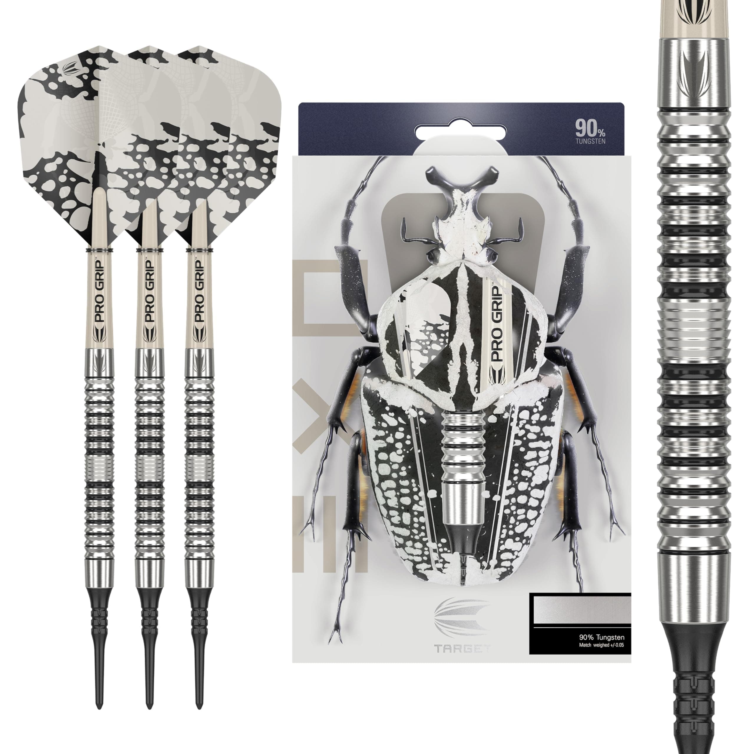 TARGET Darts EXO Edition 90% Tungsten Soft Tip Darts Set – Professional Soft Tip Dart Sets, Pixel Tip Darts with Pro Grip Shafts and No.6 Flights