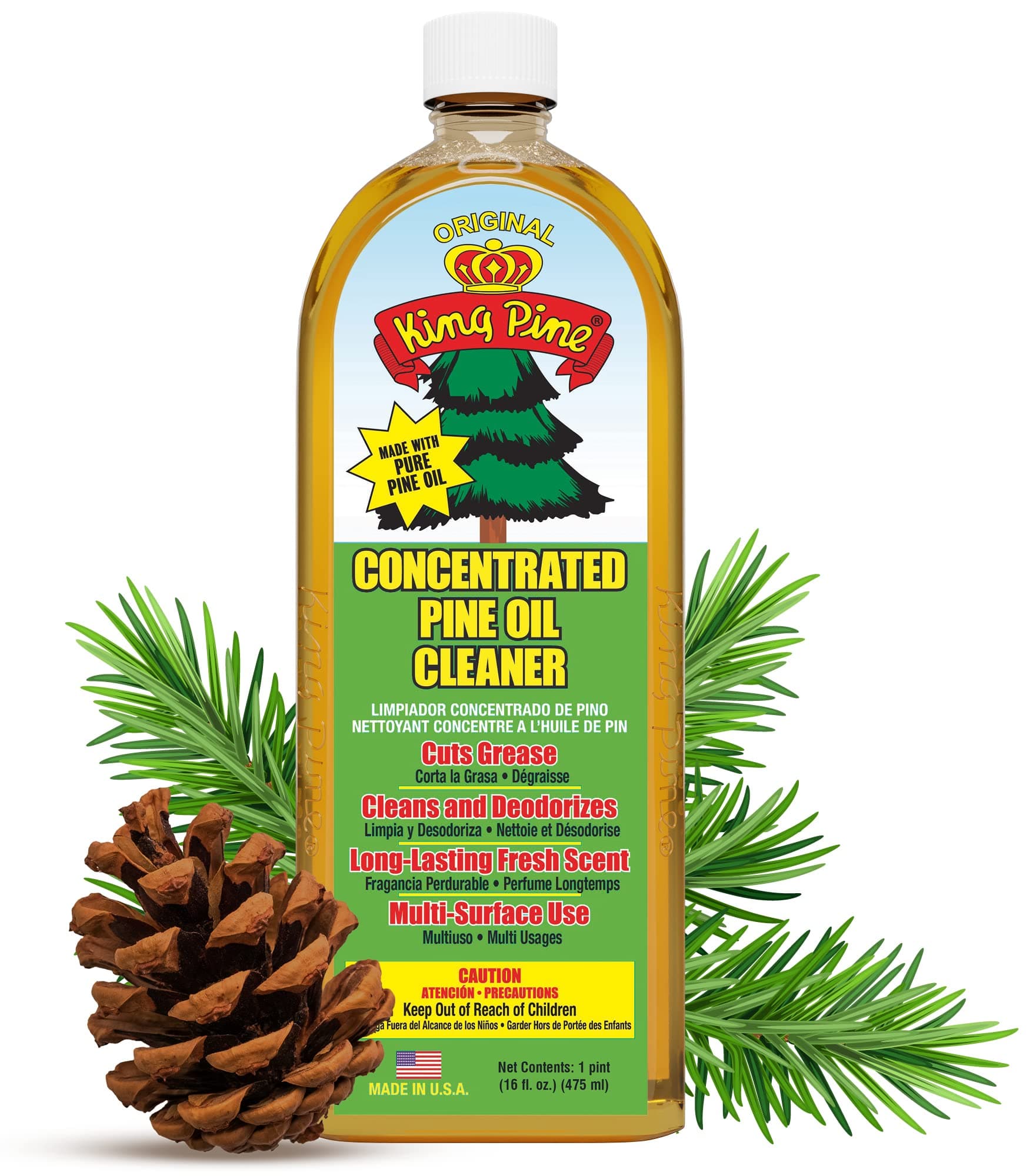 Concentrated Pine Oil Multi-Surface Cleaner Industrial Strength, Gold, 16 Fl Oz