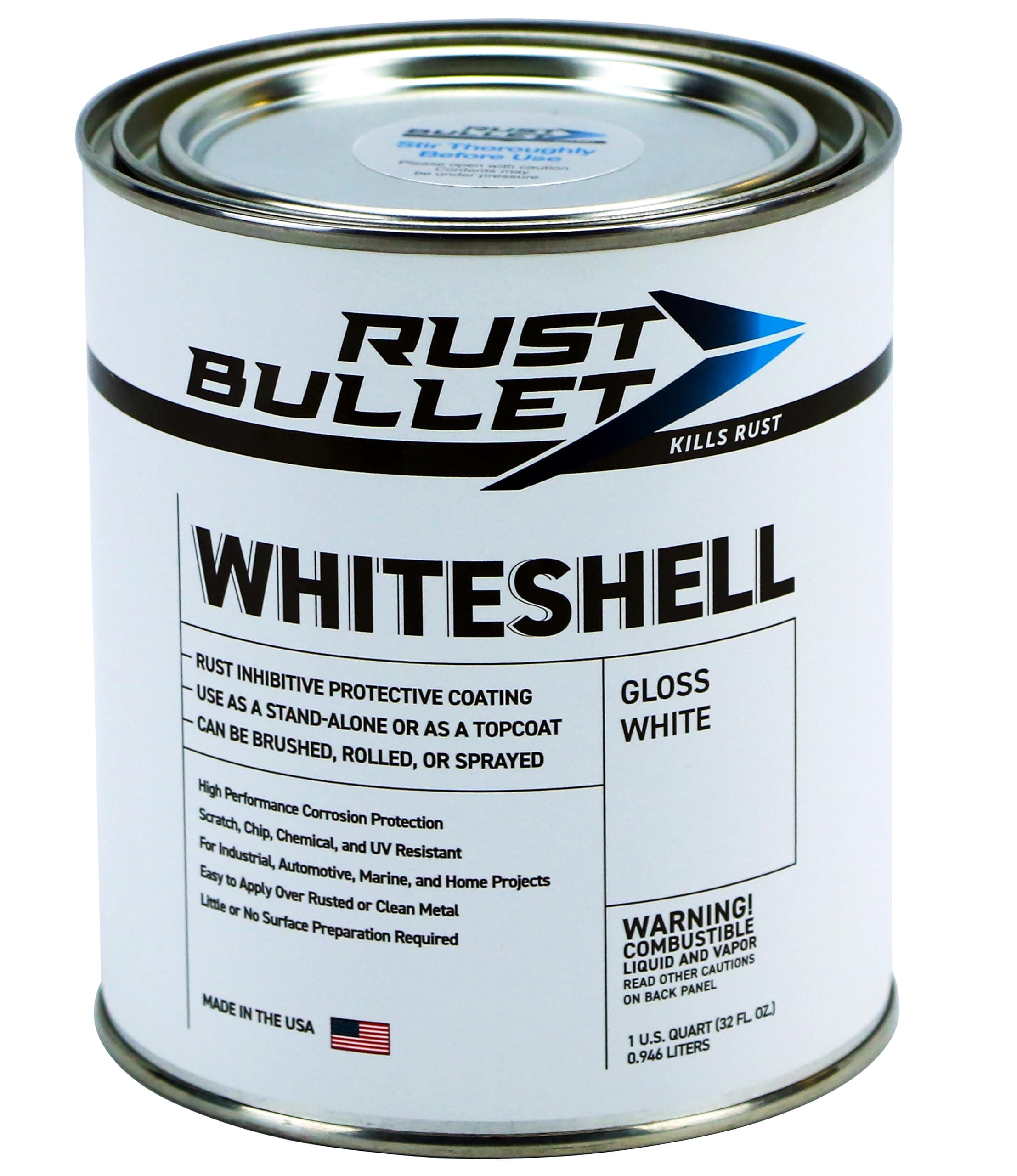 WhiteShell - Gloss White - 1 Quart - UV Resistant Rust Preventive Coating, Corrosion Control & Long-Lasting Protection for Metal