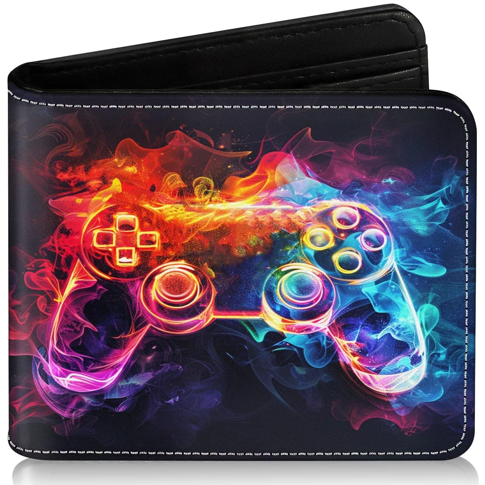 Boys Novelty Wallets Game Controllers Pattern , Funny Boys Gamer Wallets for Kids Ages 5-7 8-10 9-12 13-15 with Credit Id Card Cash Holder Black Rfid Blocking Zipper For Teen Birthday Christmas Gifts