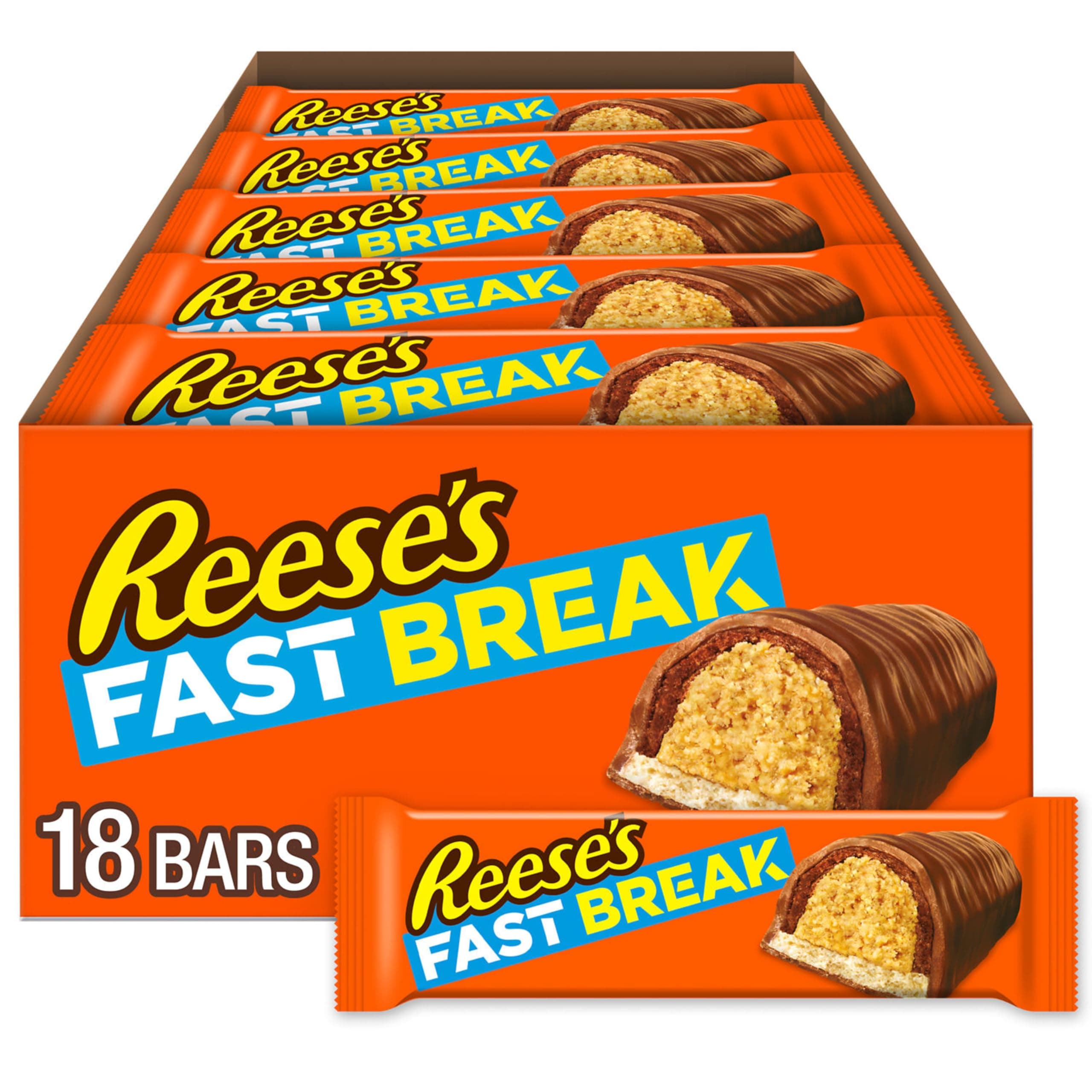 FAST BREAK Peanut Butter Nougat Candy Bars, 1.8 oz (Pack of 18)