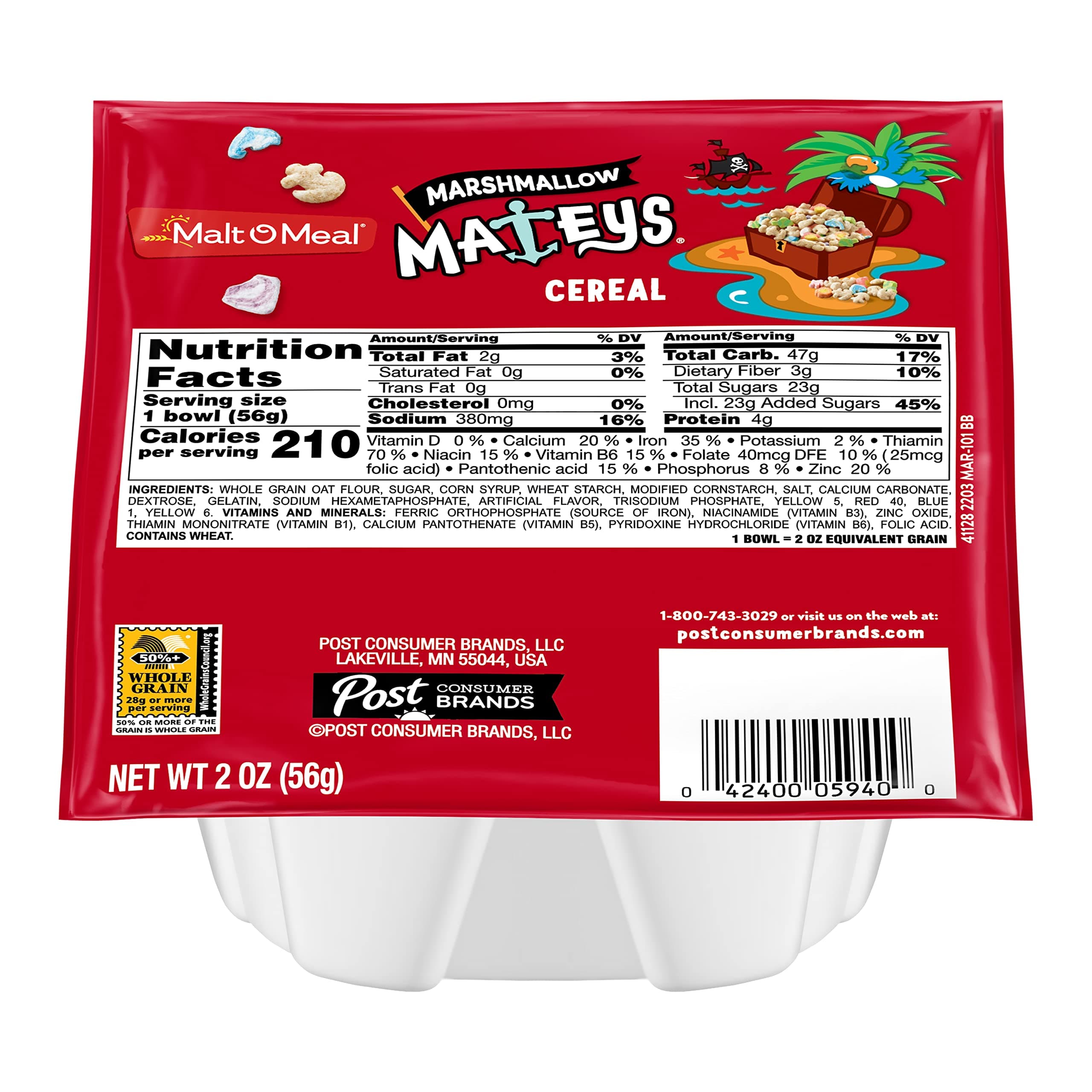 Marshmallow Mateys® Breakfast Cereal, 2 Ounce Single Serve Bowls (Pack of 48)