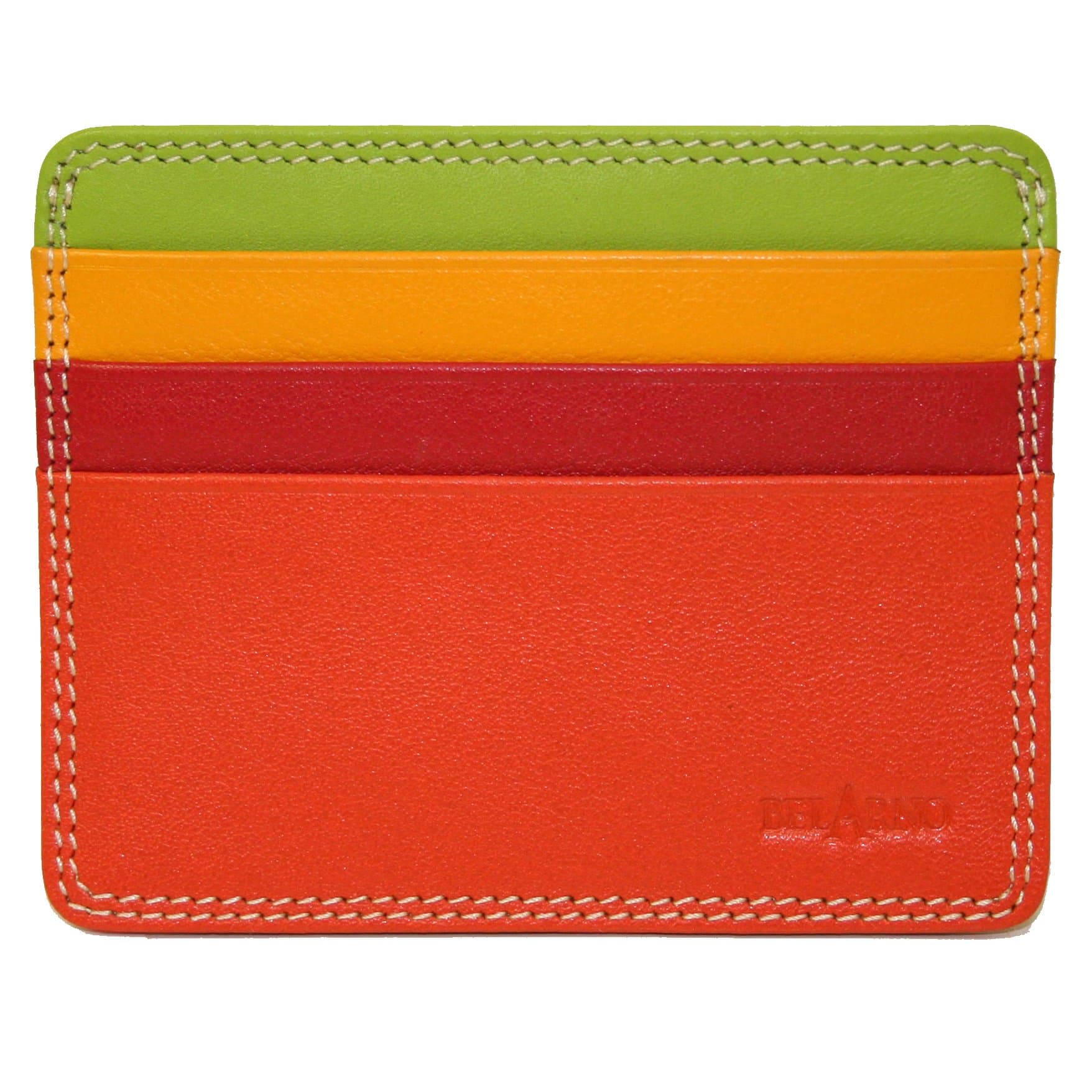 A231 Cowhide Leather Flat Card Holder in Multi Color combination