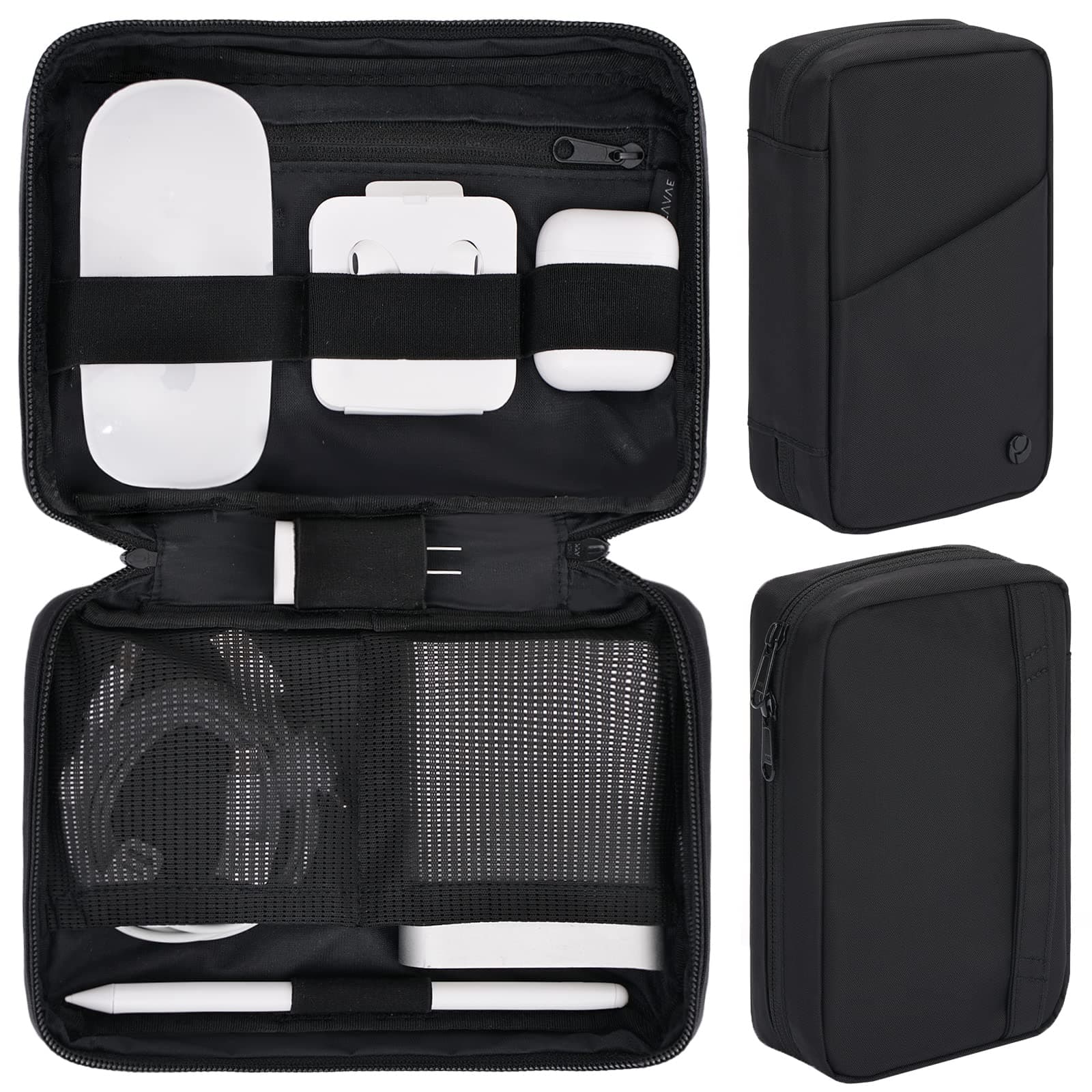 Purevave Electronics Organizer, Tech Pouch for Travel, Compact Small Travel Cable Bag for Cord, Phone Charger, USB Drive, SD Card and Power Bank Black