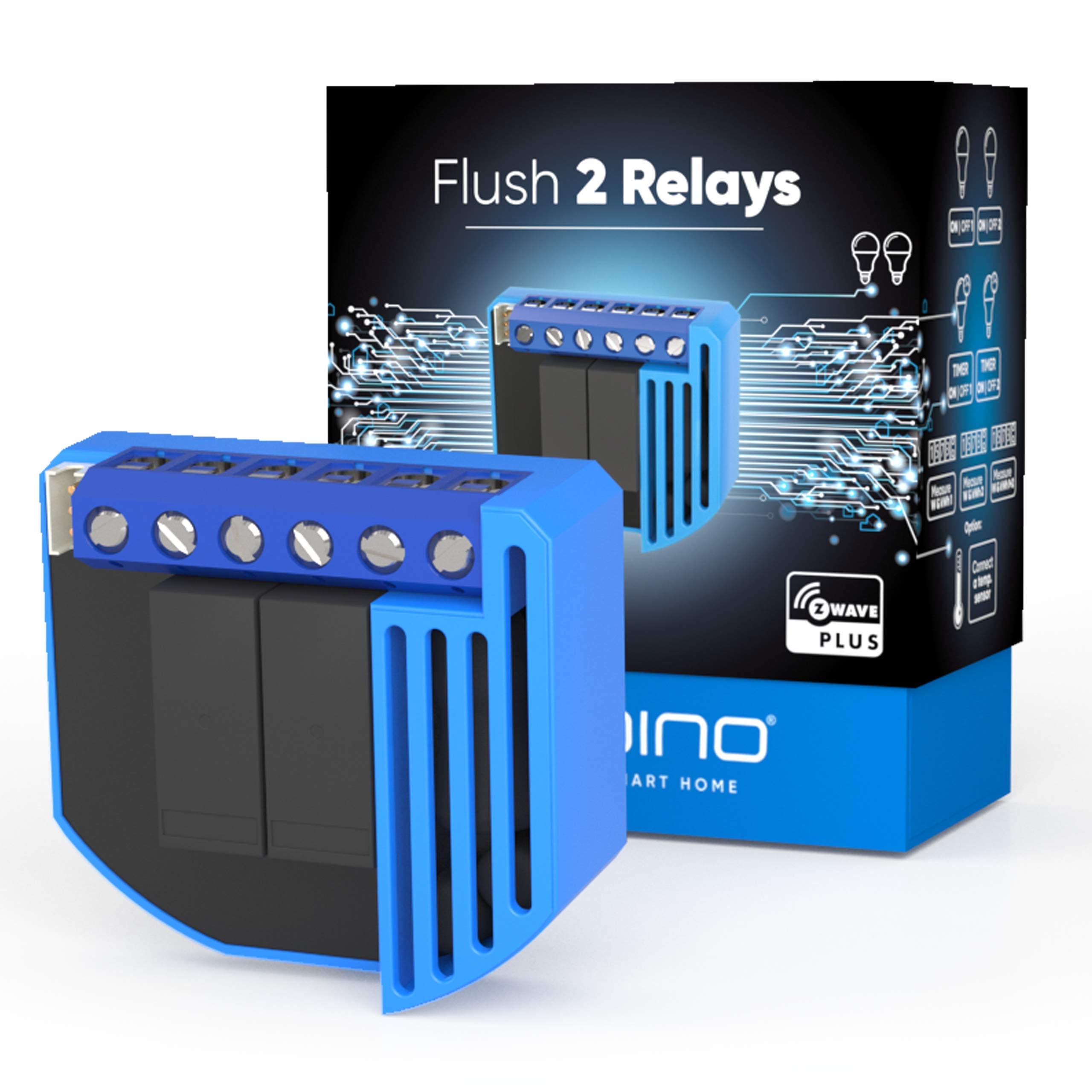 Qubino ZMNHBD1 Flush 2 Relay Module 2000W with Energy Meter Z-Wave module for Smart Home