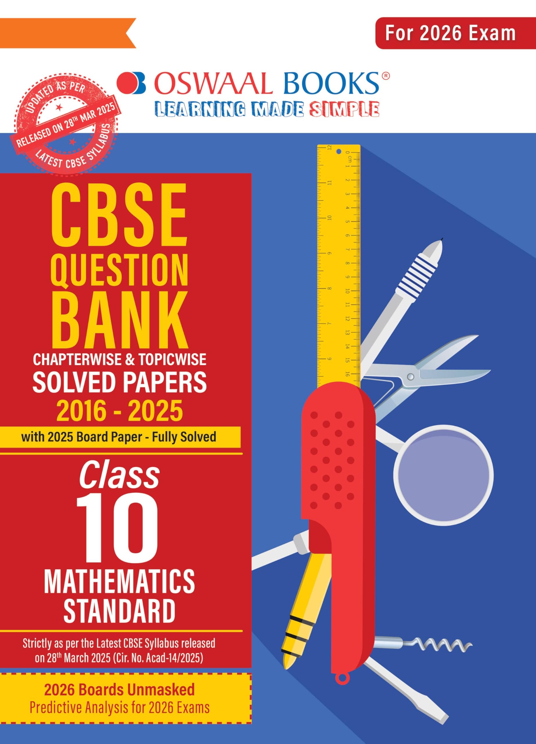 Oswaal CBSE Question Bank Mathematics (Standard) For Class 10 | Based On Latest CBSE Syllabus with 800+ Questions | Chapterwise and Topicwise SOLVED ... With Mind Maps & Revision Notes For 2026 Exam