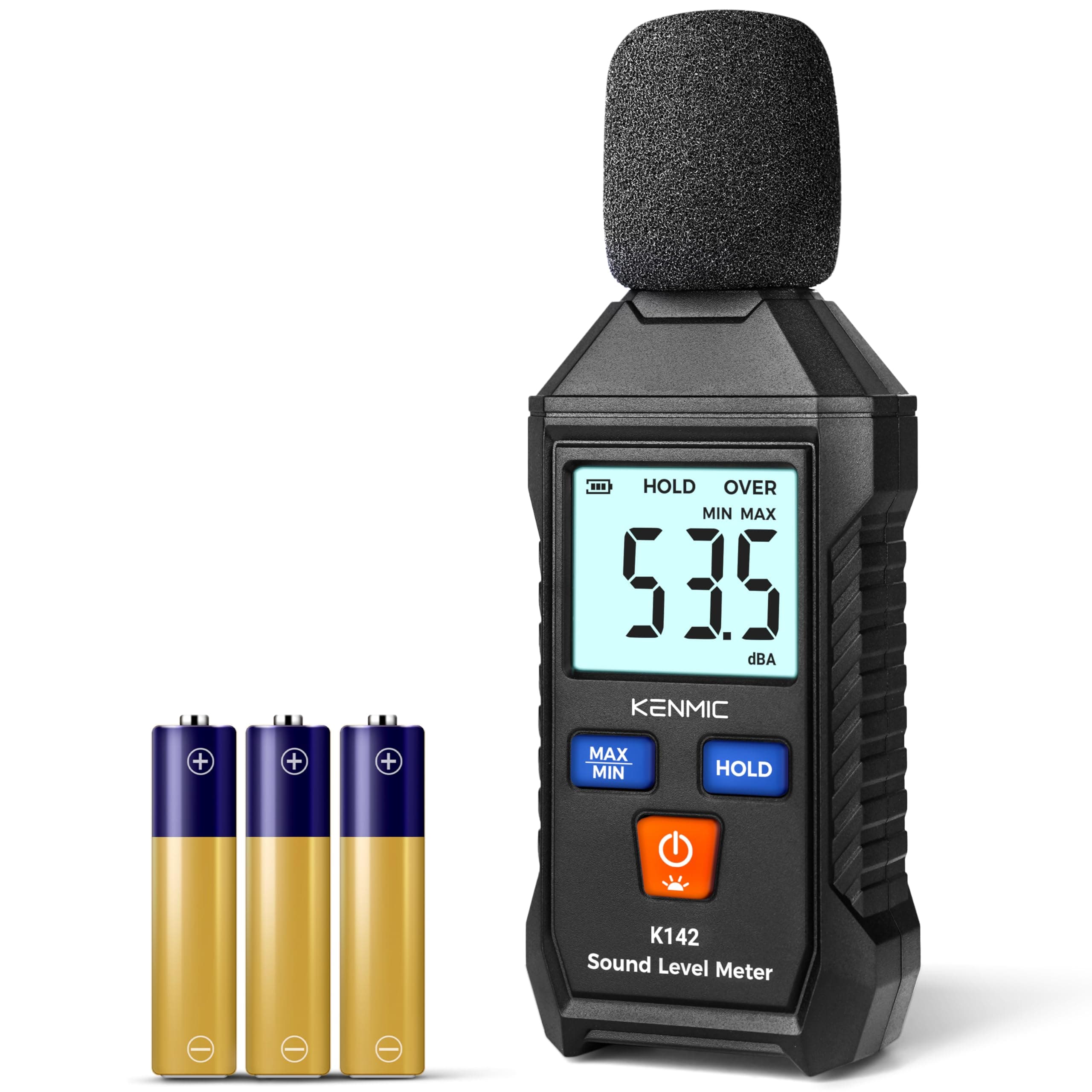 Decibel Meter, Portable Sound Level Meter with Backlit LCD (35-130dB(A) Range), Digital SPL Meter with MAX/MIN Data Hold, Noise Tester for Neighbors, Office, Workshop, and Classroom