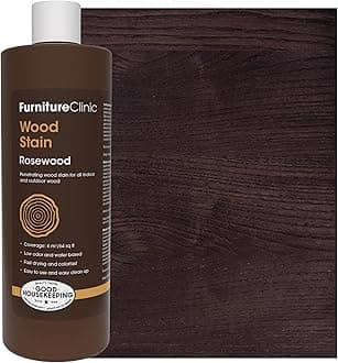 Furniture Clinic Wood Stain | Rosewood | Water Based | Fast Drying, Low Odor, & Non-Toxic | for Indoor & Outdoor Furniture and More | Multiple Finishes | (17oz / 500ml)