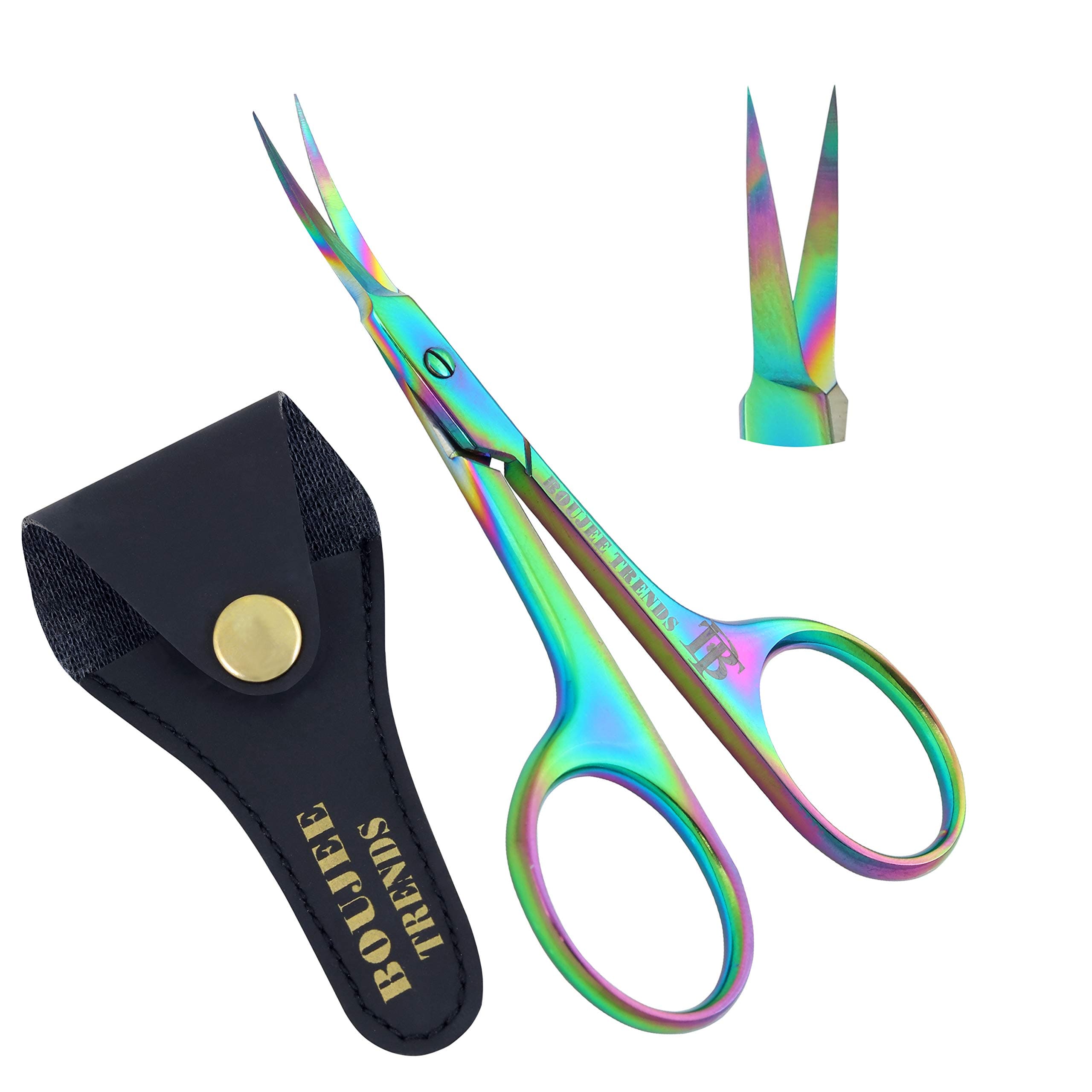 Boujee TrendsCuticle Scissors, Eyebrows/Eyelashes Mustache Multi-Purpose Cuticle Scissors, Manicure Scissors for Men and Women (Rainbow)