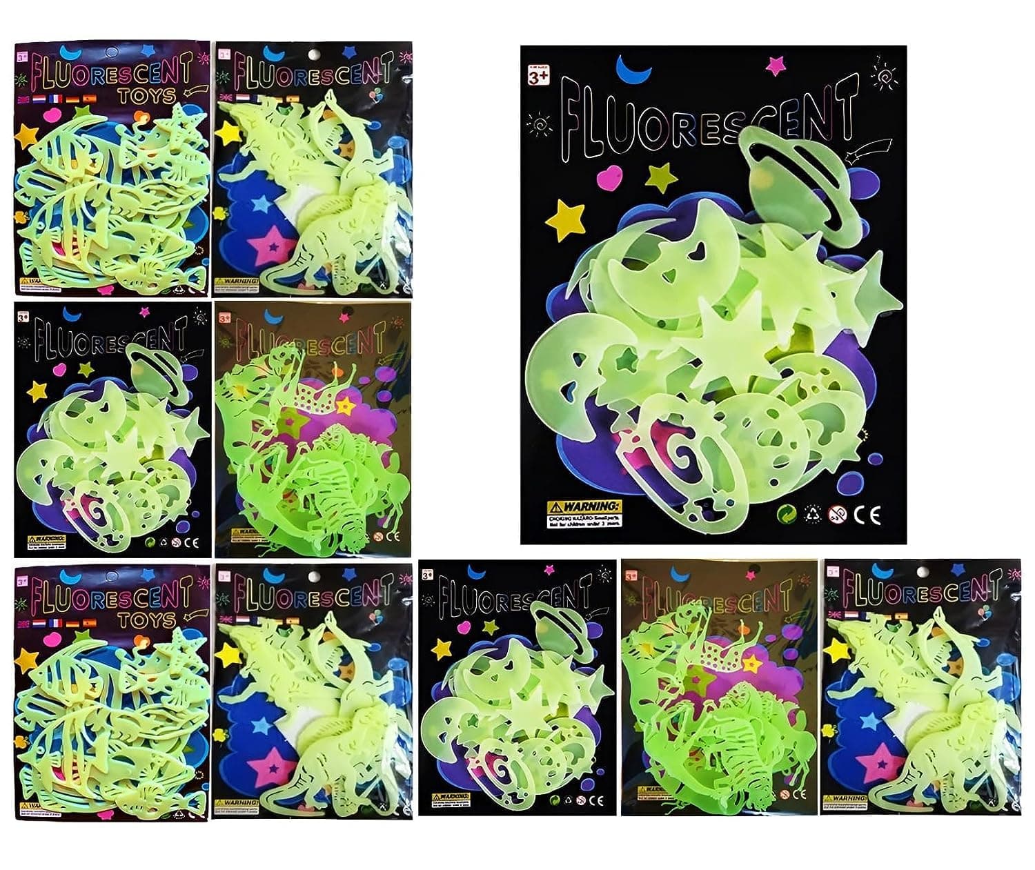 - MONKEYTAIL Radium Assorted Theme Glow in The Dark Stickers as Birthday Return Gifts for Kids - Set of 10