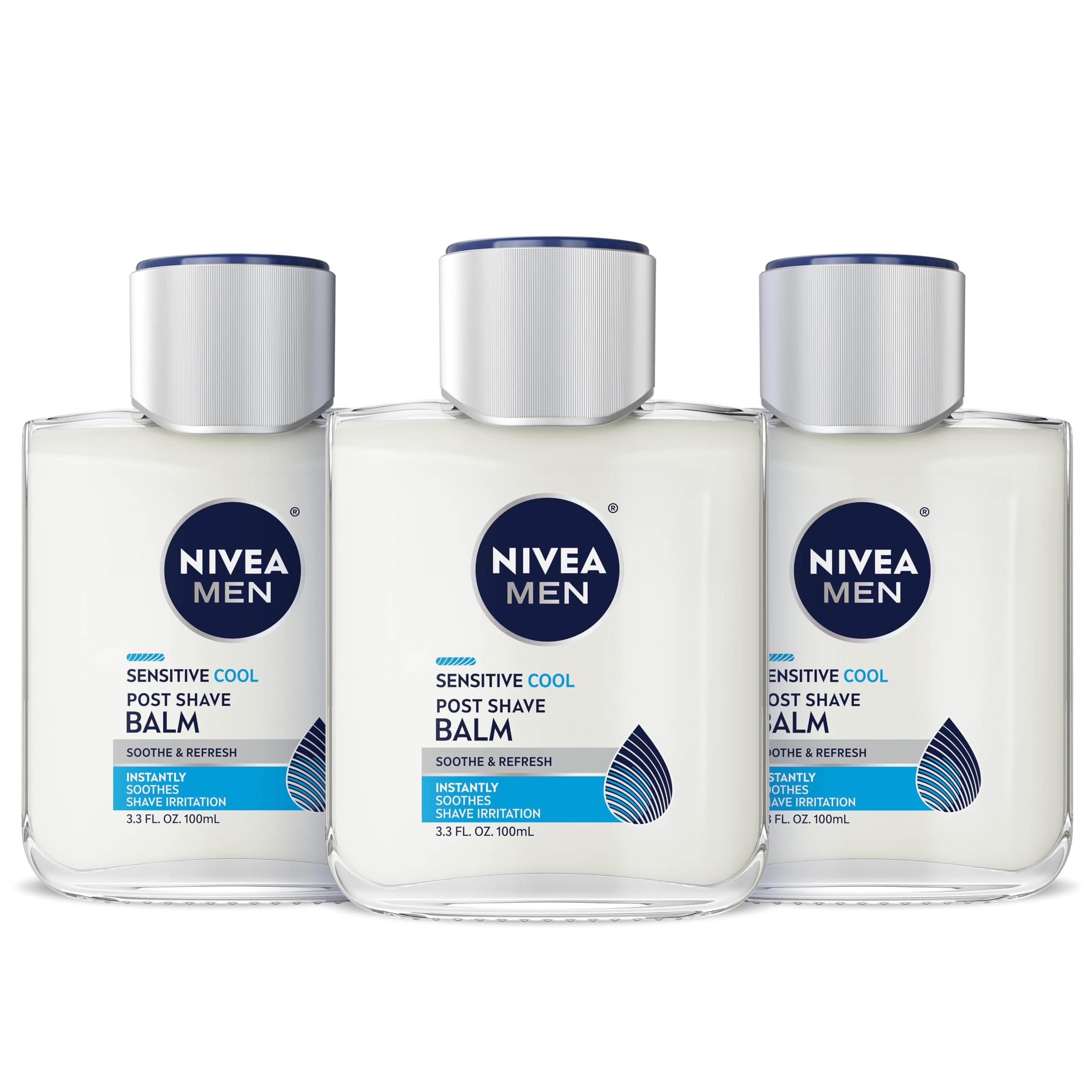 NIVEA Men Sensitive Cooling Post Shave Balm 3.3 Fluid Ounce (Pack of 3)