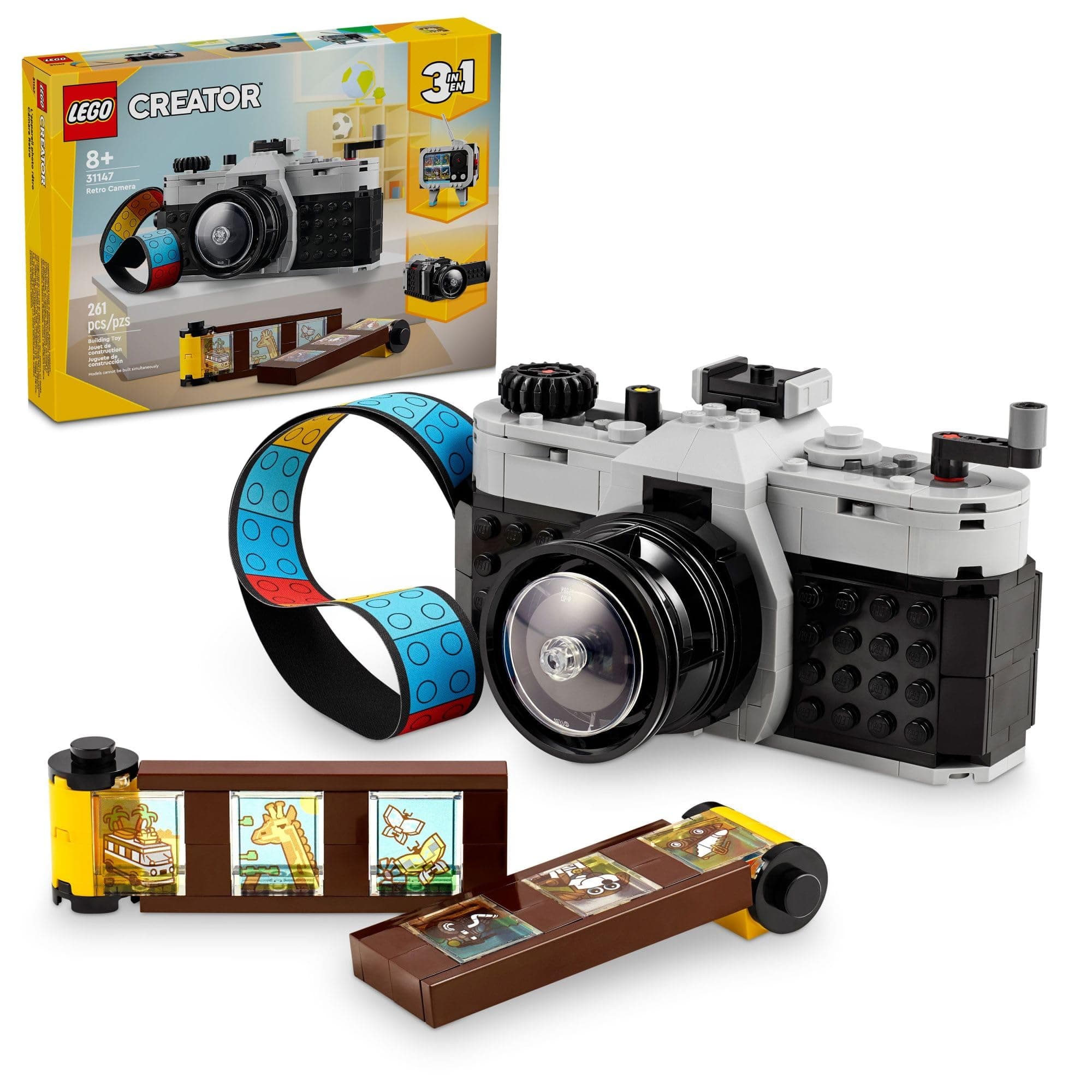 Creator 3 in 1 Retro Camera Toy, Transforms to Retro Video Camera or to TV Set, Photography Gift for Boys and Girls Ages 8 Years Old and Up Who Enjoy Creative Play, 31147