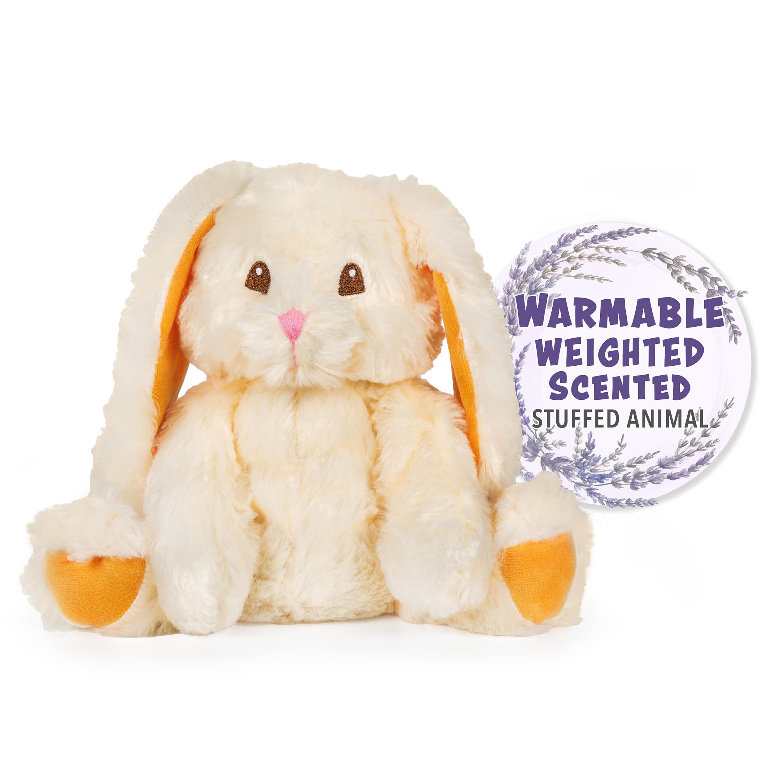 Warm Pals - Bashful Bunny - 1.5lbs - Cozy Microwavable Lavender Scented Plush Toys - Heated Stuffed Animal - Heatable Coolable Bedtime Comfort Plushie
