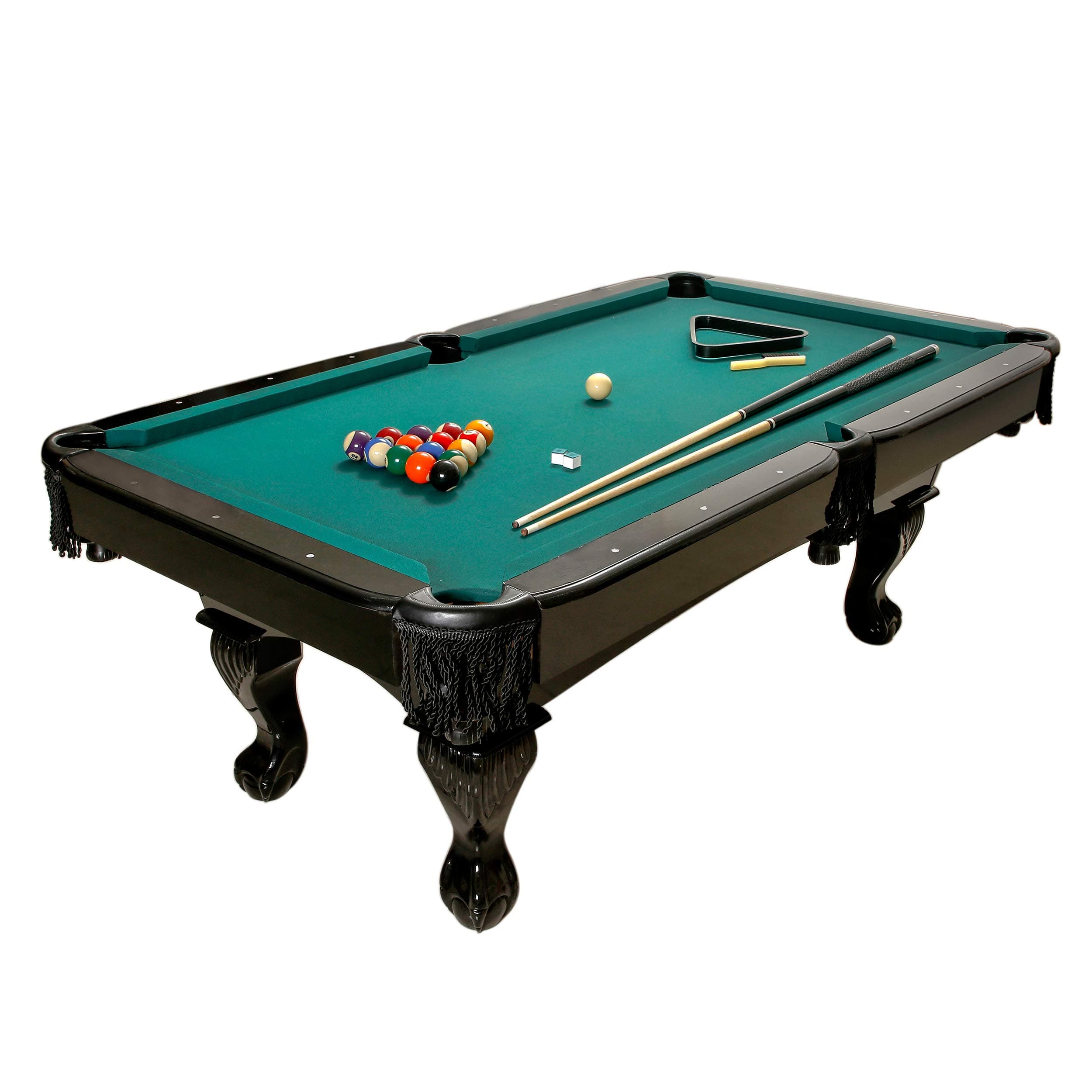 Harvil 84-Inches Black Billiard Pool Table with Complete Pool Table Accessories, Green Felt