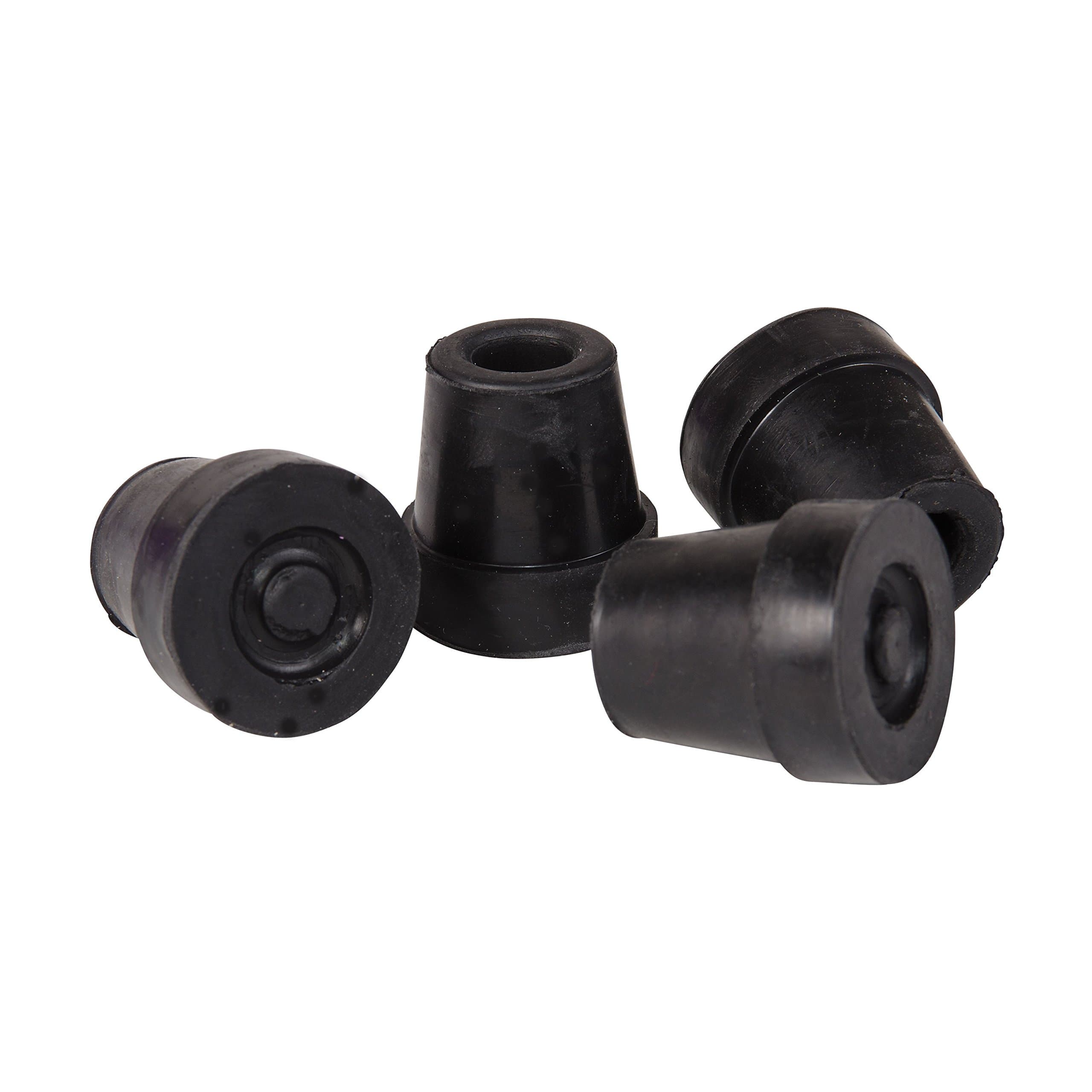 Mabis 519-1378-9504 Quad Cane Replacement Tips - Black No. 16 - Box of 4