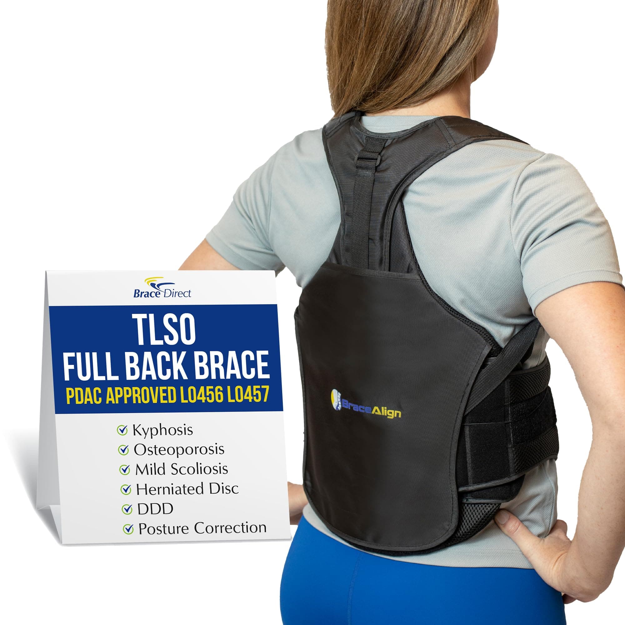 - TLSO Full Back Brace for Kyphosis, Compression Fractures, Post Op Recovery, Scoliosis, DDD, Herniated Discs – Adjustable Thoracic Lumbar Spine Support – L0456 L0457 (Waist 23-50")