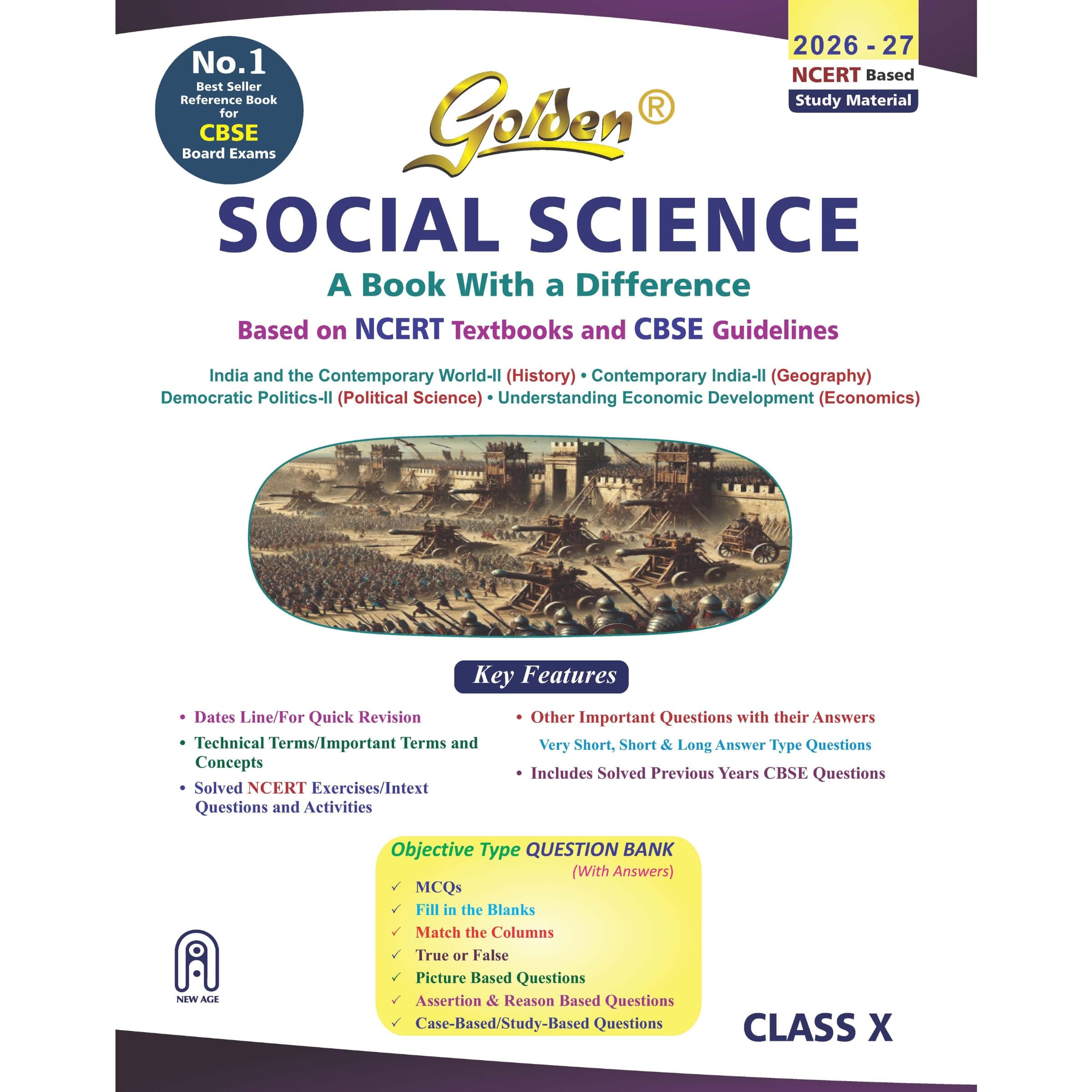 Golden Social Science Study Material Based on NCERT for Class-10 | For CBSE 2027 Board Exams | Objective Type Question | Solved NCERT Exercises | Previous Board Paper Solved | Assertion & Case Based