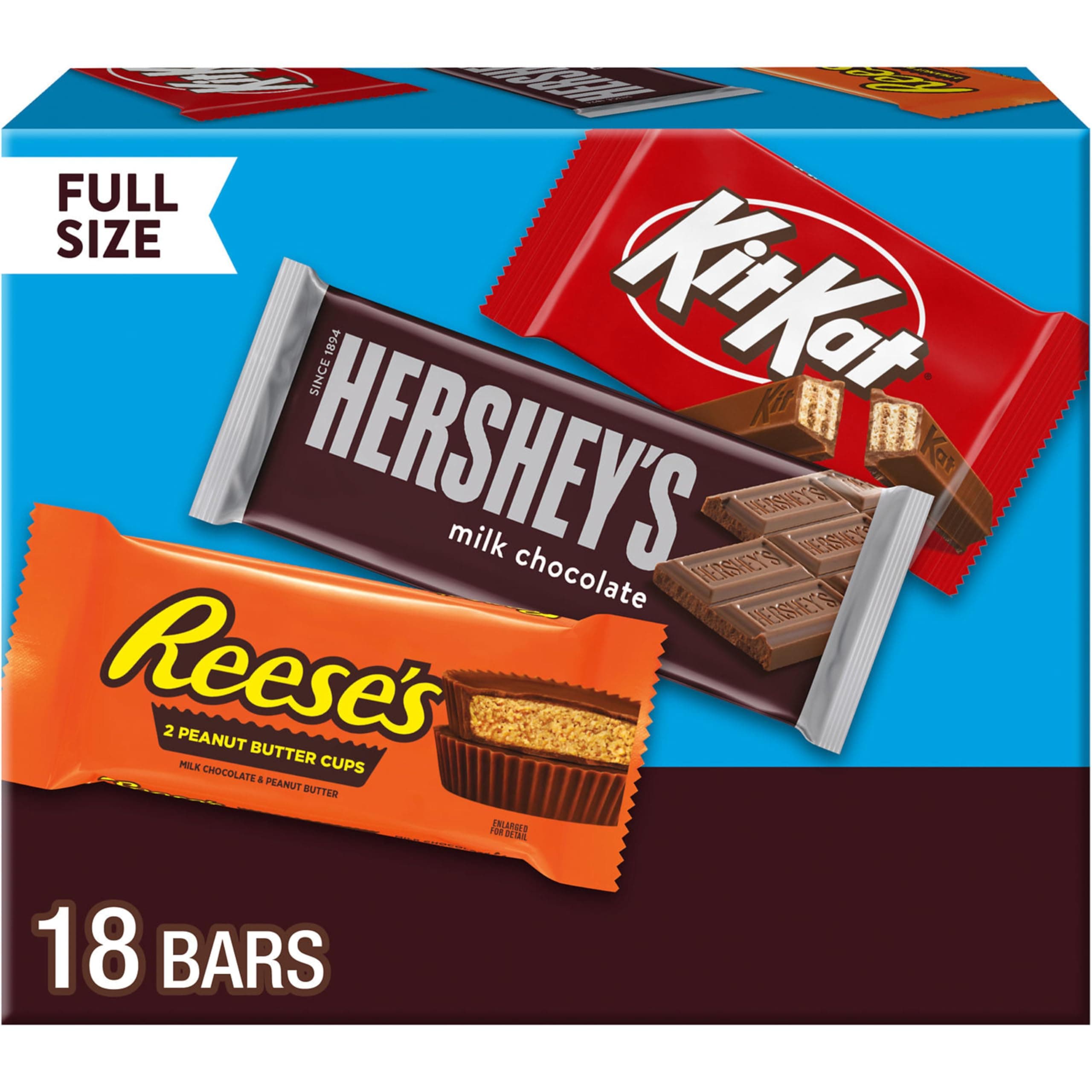 KIT KAT and REESE'S Assorted Milk Chocolate Candy Variety Box, 27.3 oz (18 Count)