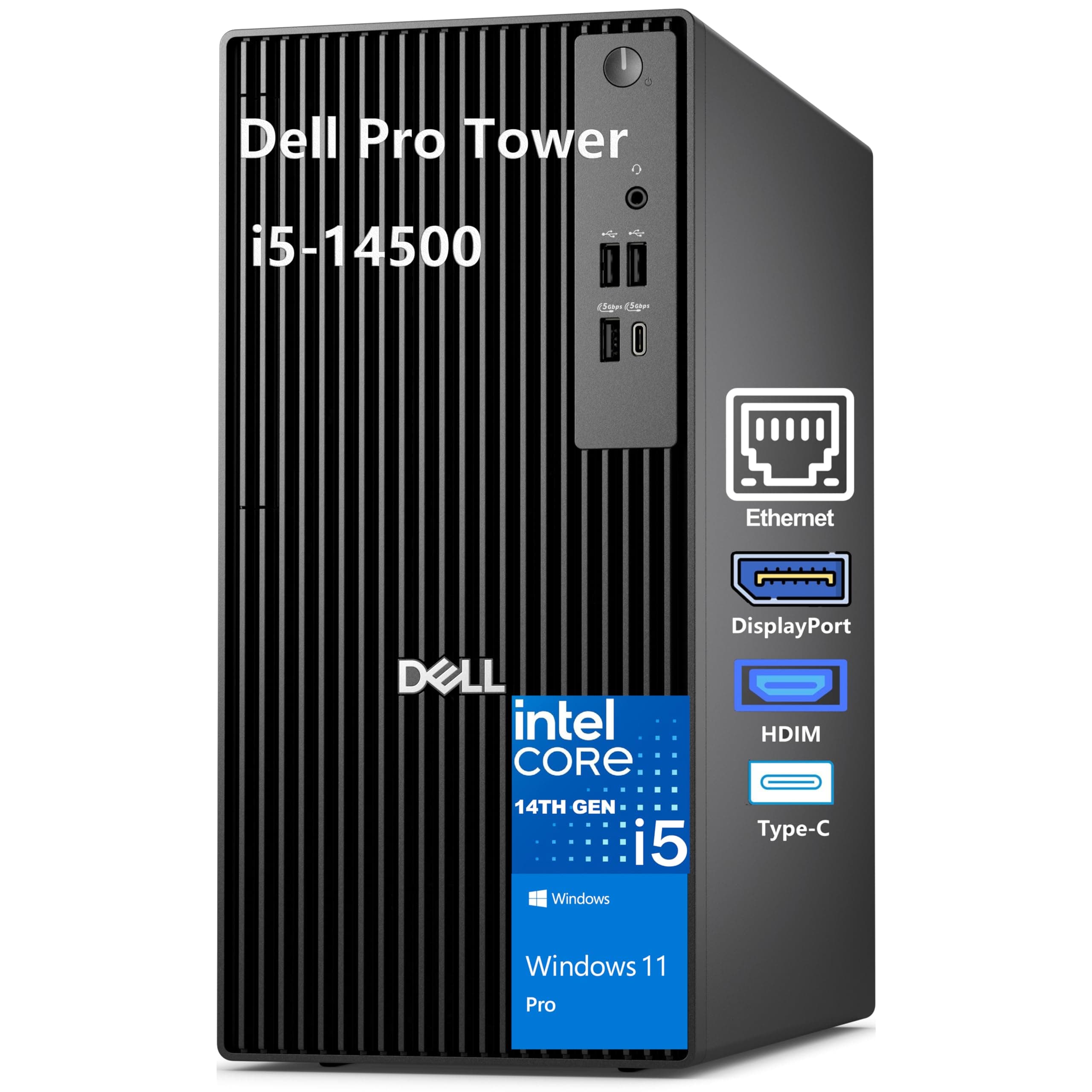 Dell Pro Tower PC Business Desktop Computer, 14th Gen Intel 14-Core i5-14500 vPro, 16GB DDR5 RAM, 1TB PCIe SSD, RJ-45, HDMI, DisplayPort, Type-C, Windows 11 Pro