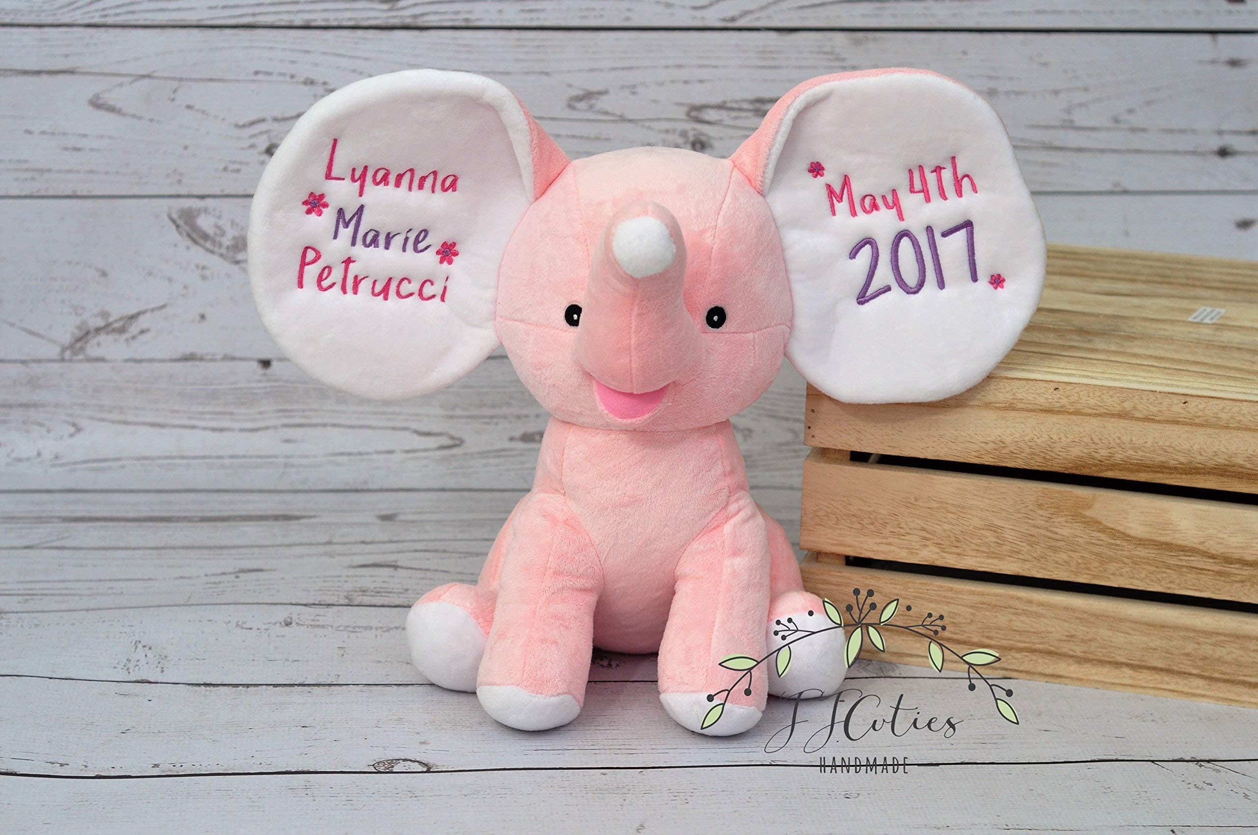 Cubbies Dumble Elephant-Personalized Birth Stat Elephant Pink Cubbies Cubby Animal-Personalized Stuffed Pink Elephant Cubbies Cubby