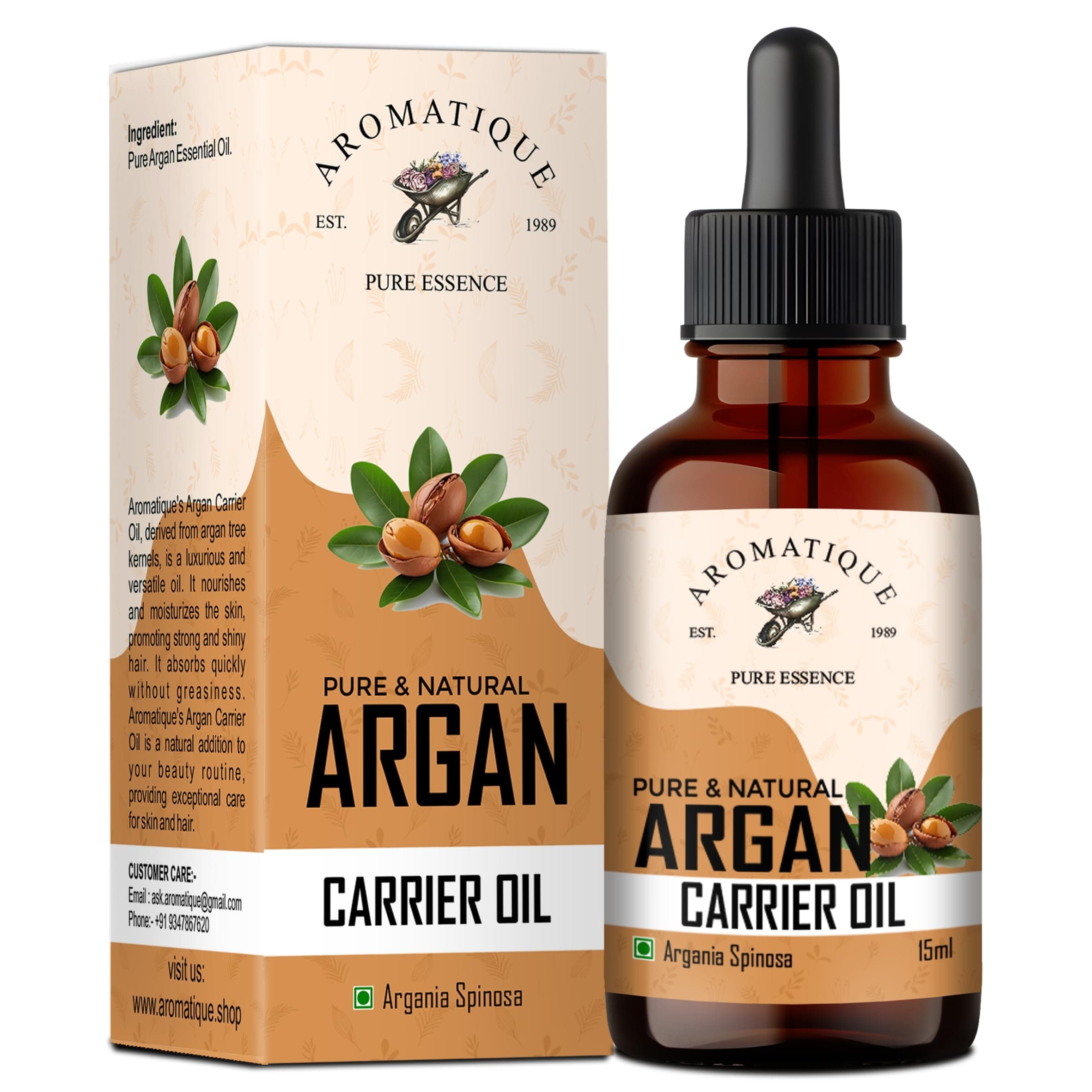 Moroccan Argan Hair Oil 15ml | Cold Pressed Multi-Purpose Elixir for Hair & Skin | Helps Reduce Frizz & Adds Shine | Lightweight Nourishing Care | SLS & Paraben Free