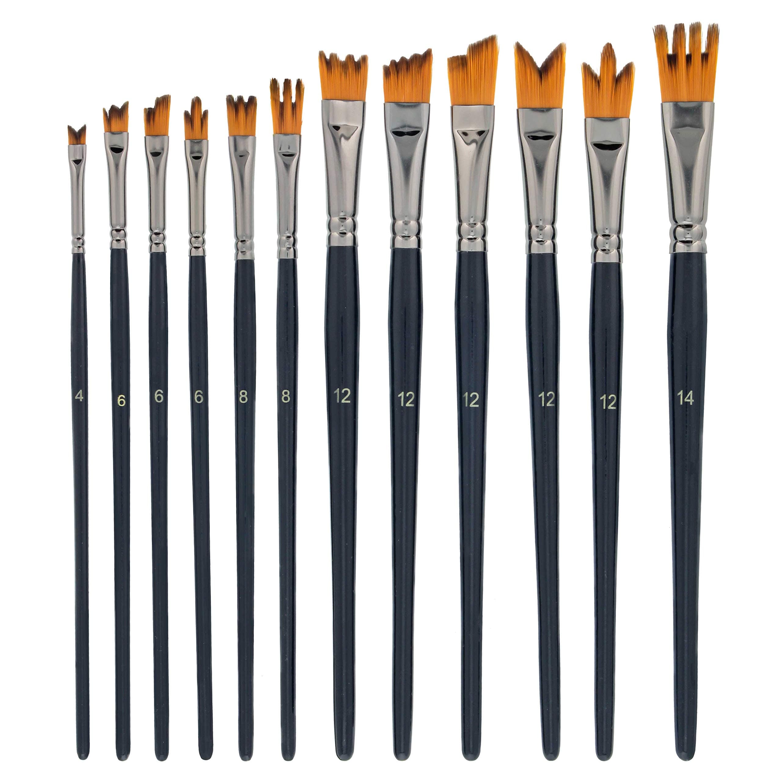 U.S. Art Supply 12 Piece Special Effects Black Handle Brush Set