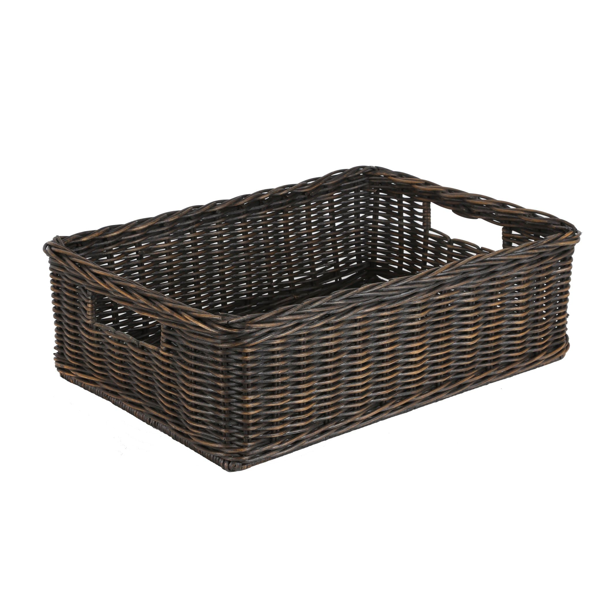 Under The Bed/Basic Wicker Storage Basket, Medium, 20 in L x 14.5 in W x 6 in H, Antique Walnut Brown