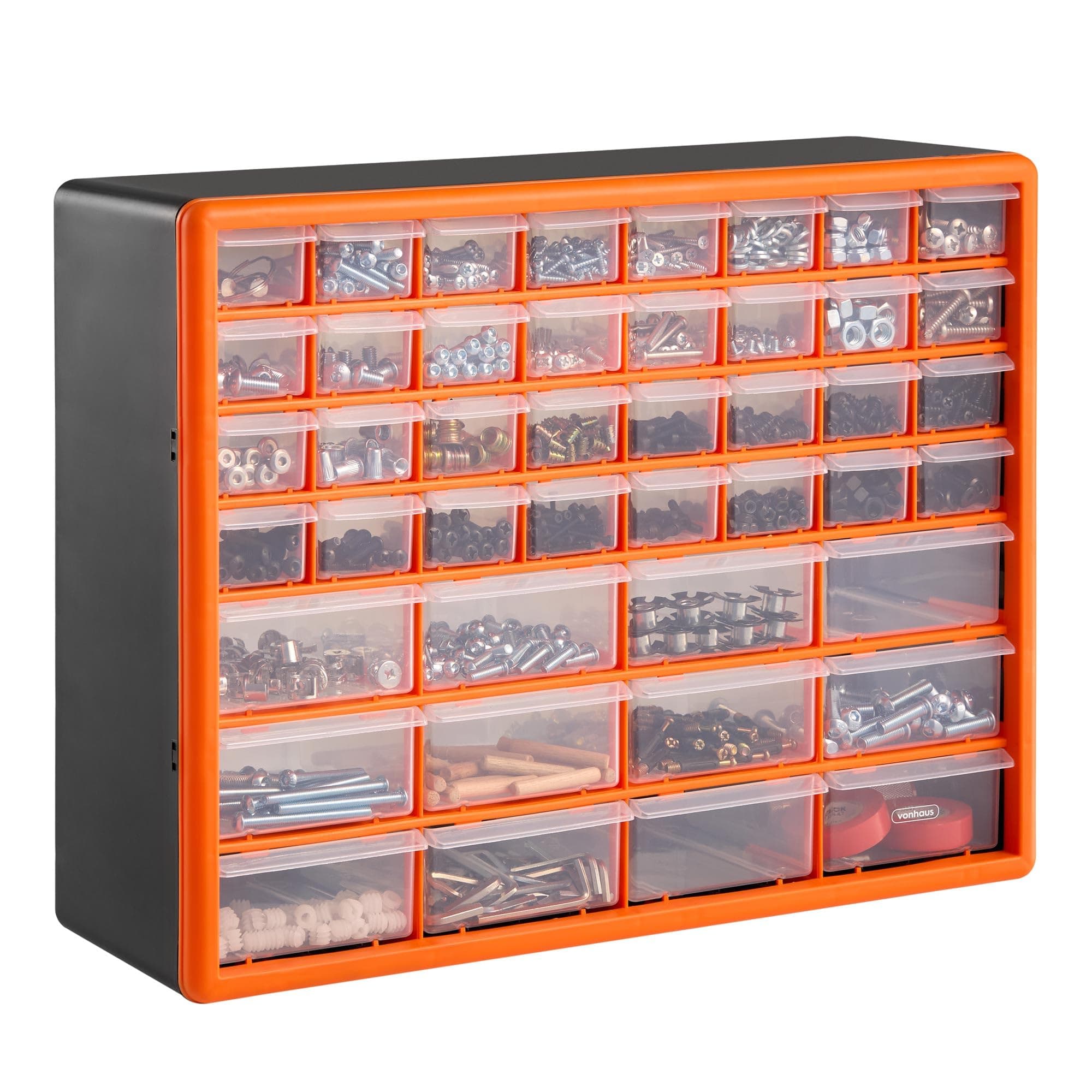 44 Multi Drawer Organiser with Adjustable Dividers - Plastic Multi Tool Box Organiser with 44 Compartment Drawers - Ideal for DIY Tool Bits, Fishing Tackle, Fixings & Accessories Storage