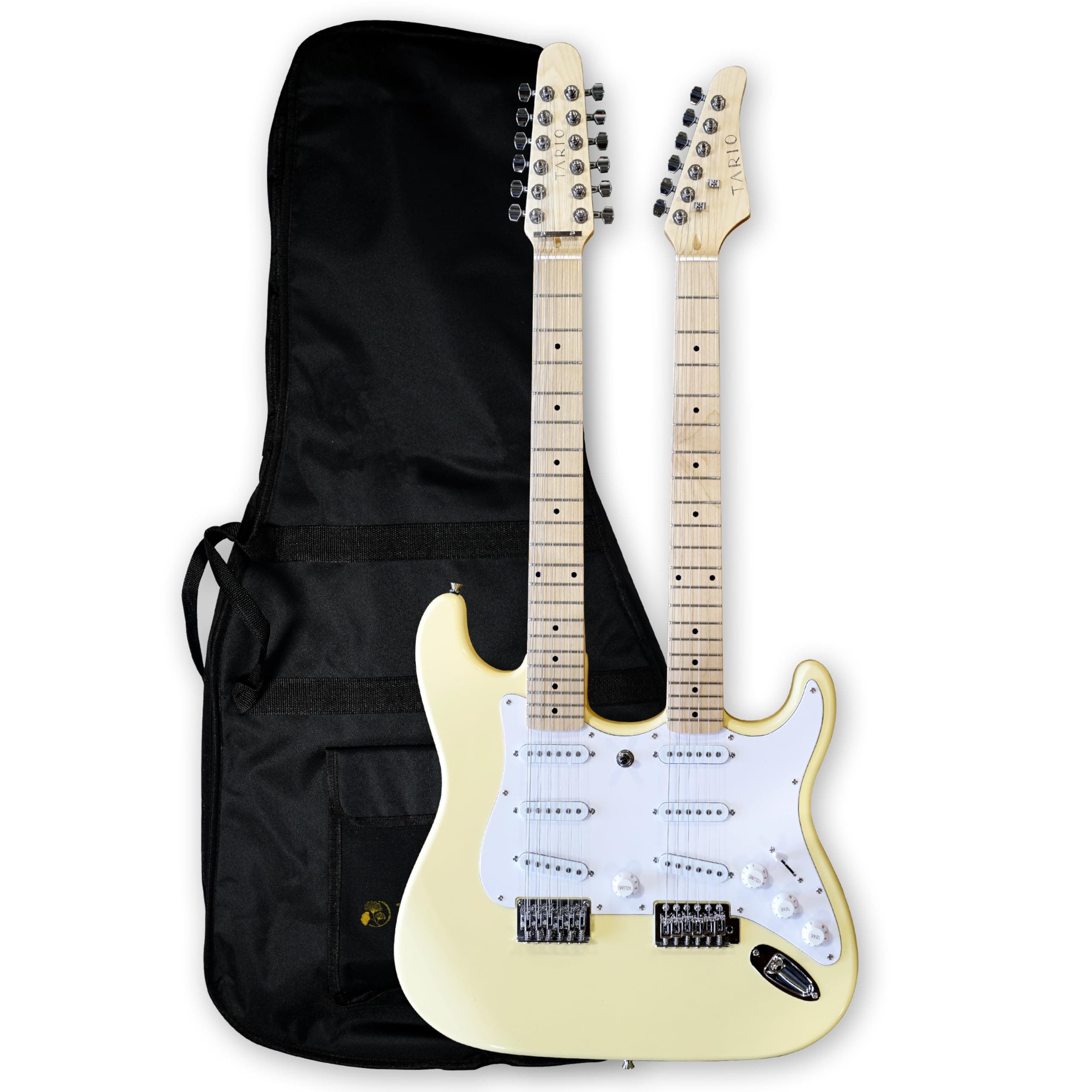 Double Neck Electric Guitar White 12 String & 6 String Mahogany Body Maple Neck Maple Fretboard