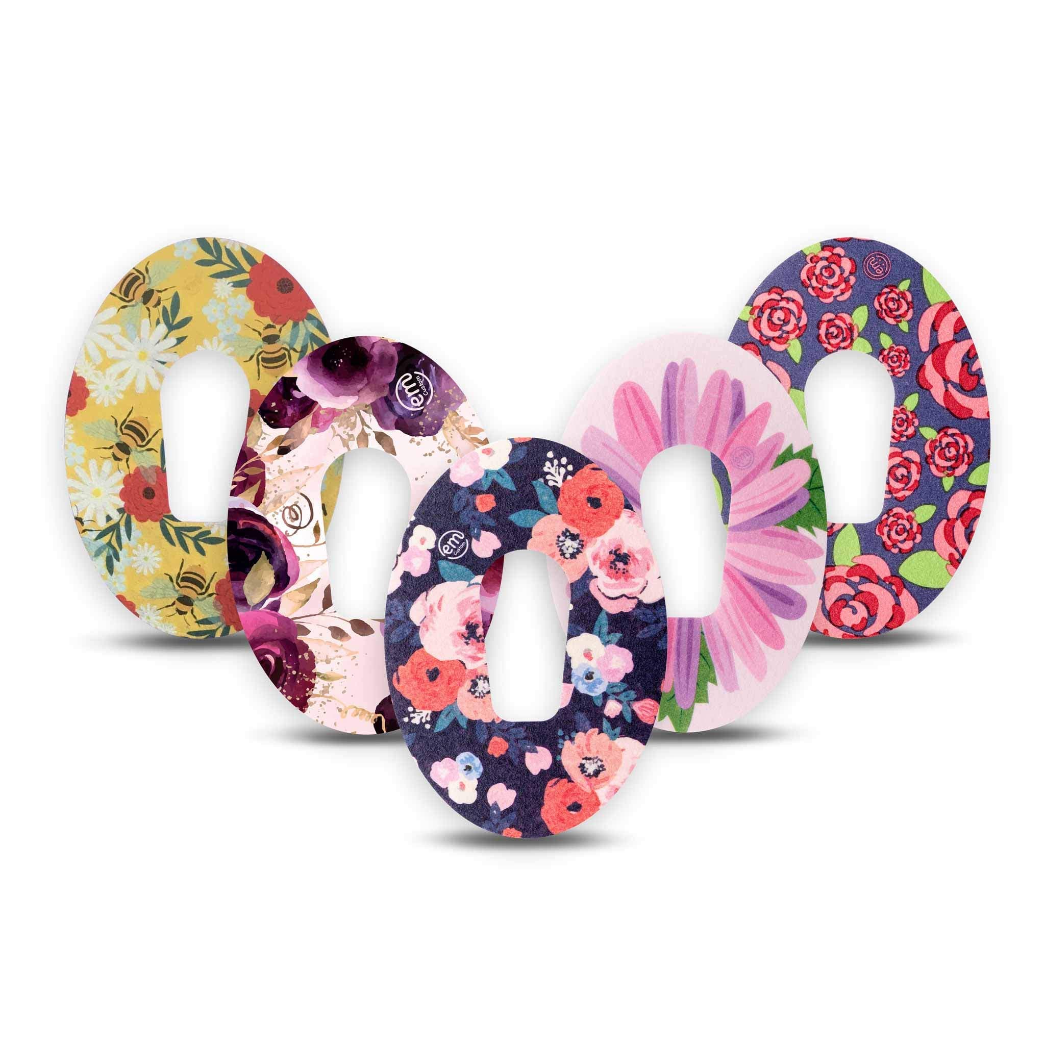 ExpressionMed - Adhesive Patch for Dexcom G6 (5-Pack) - Made in The USA, Waterproof, Split Backing, CGM Tape (Wildflower)