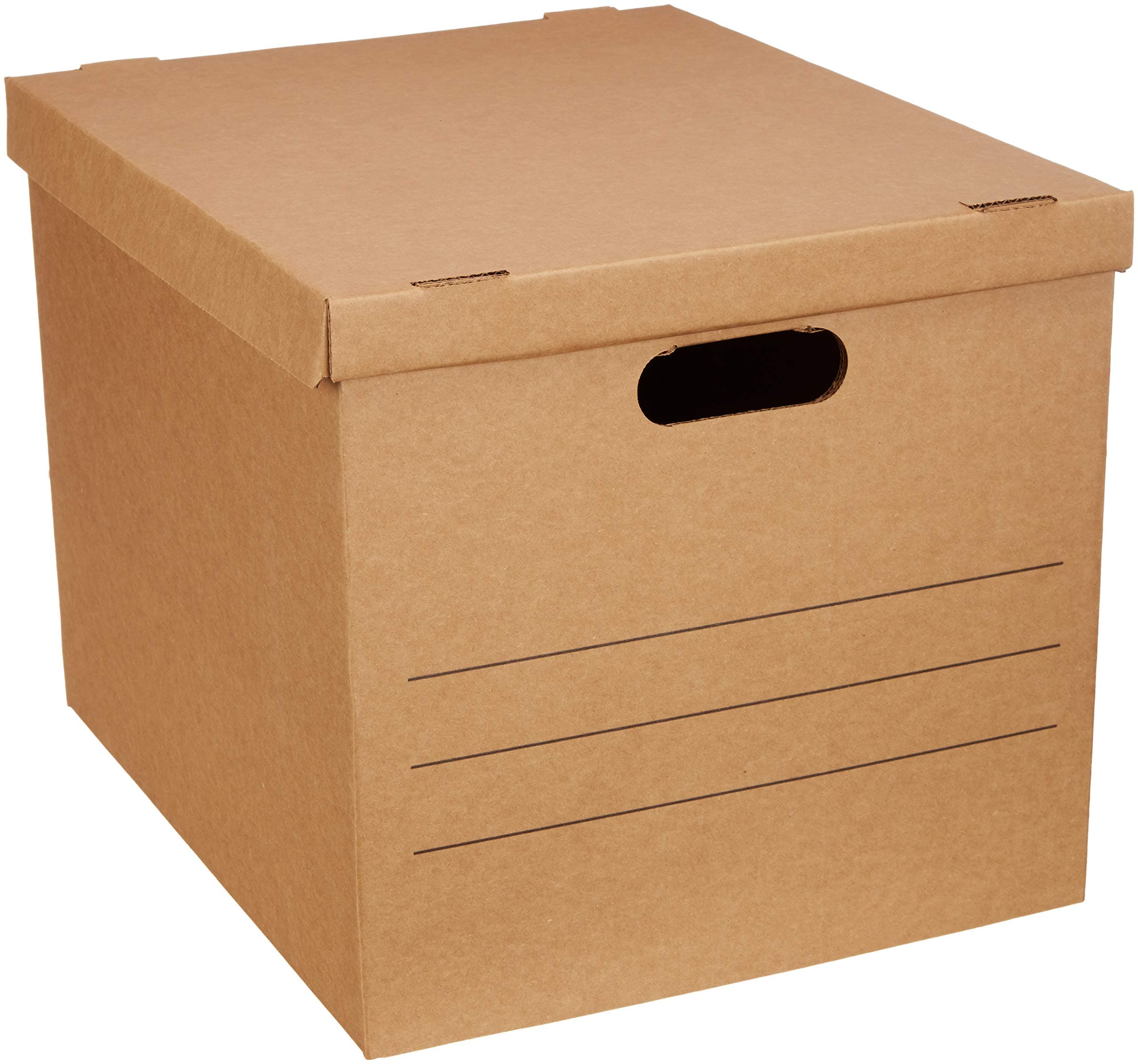 Moving and Storage Boxes with Handles and Lift-Off Lids, Medium, 19" x 14.5" x 15.5", Brown, 10-Pack