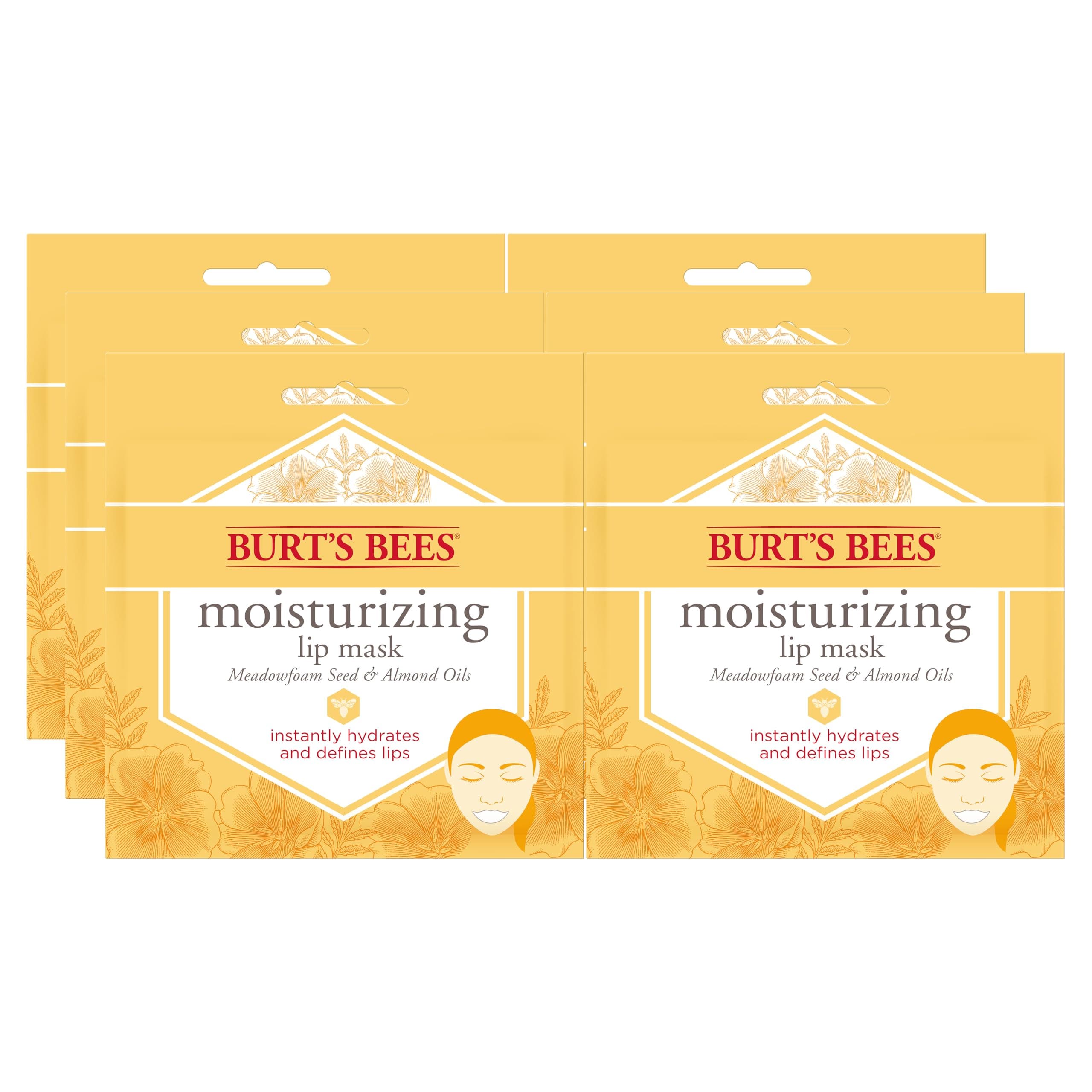 Burt's Bees 100% Natural Moisturizing Lip Mask, Single Use Conditioning Lip Care, 6 Count