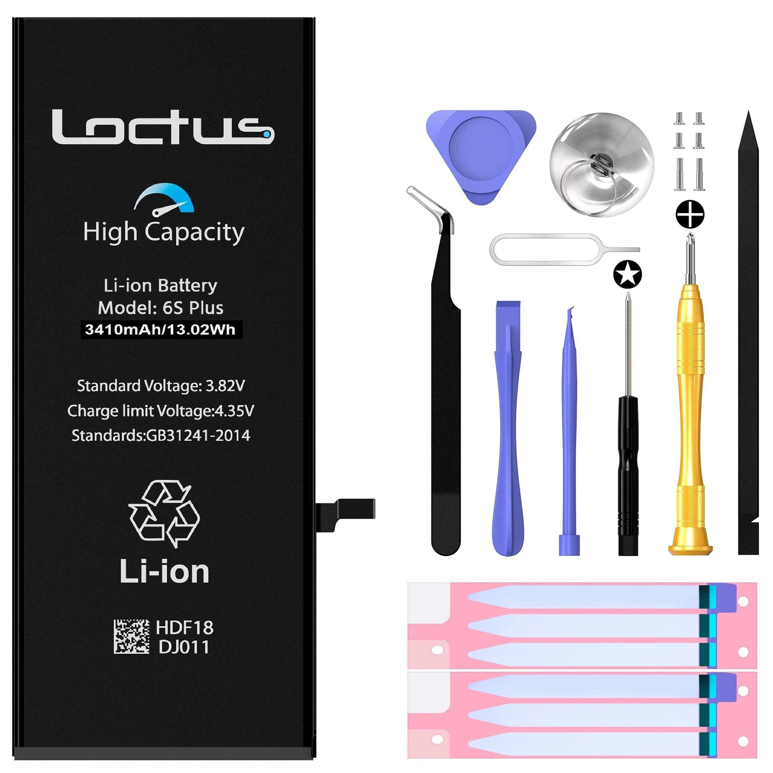 High-Capacity 3410mAh Battery for iPhone 6S Plus with Complete Repair Tool Kit, Two Sets of Adhesive Tape and Instructions Included 24 Months Guaranty