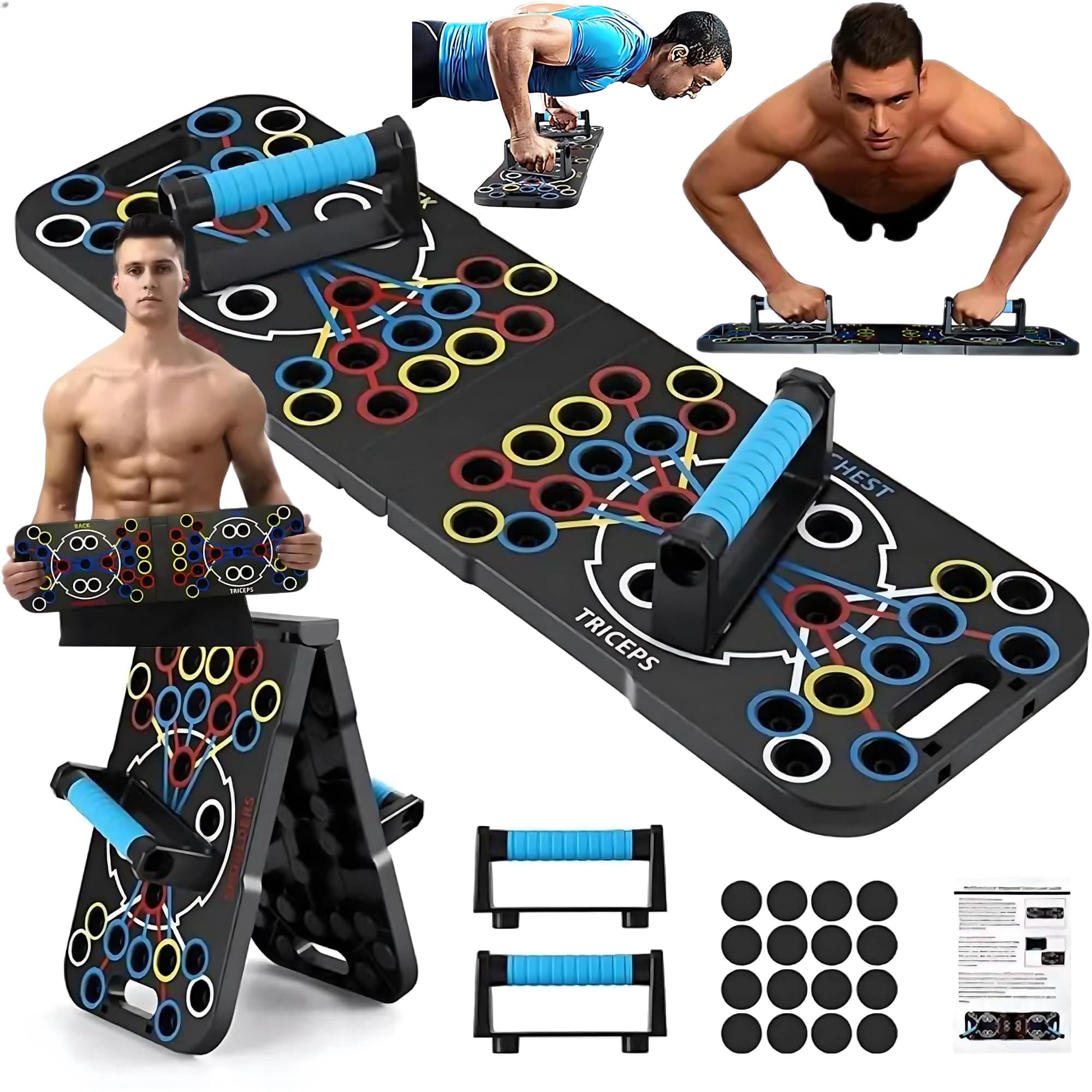 Flexfinity Foldable Push up Board - Multi-Functional 54 in 1 Push Up Bar, Resistance Bands with Handles