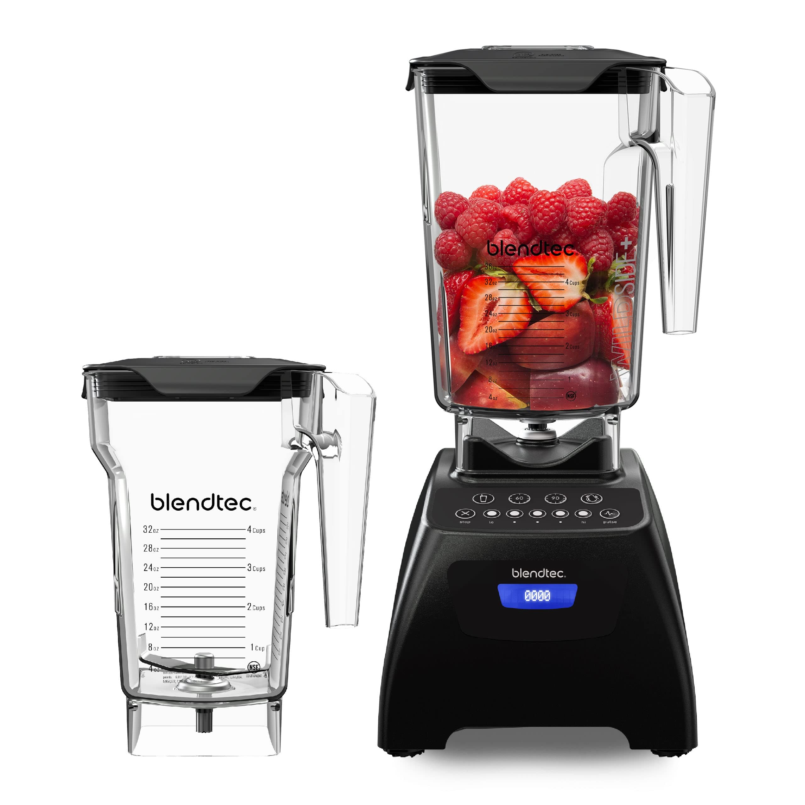 Classic 575 Blender- WildSide+ Jar (90oz) and Four Side Jar (75oz) BUNDLE- 4 Pre-programmed Cycles-5-Speeds - Professional-Grade Power-Self-Cleaning - Black