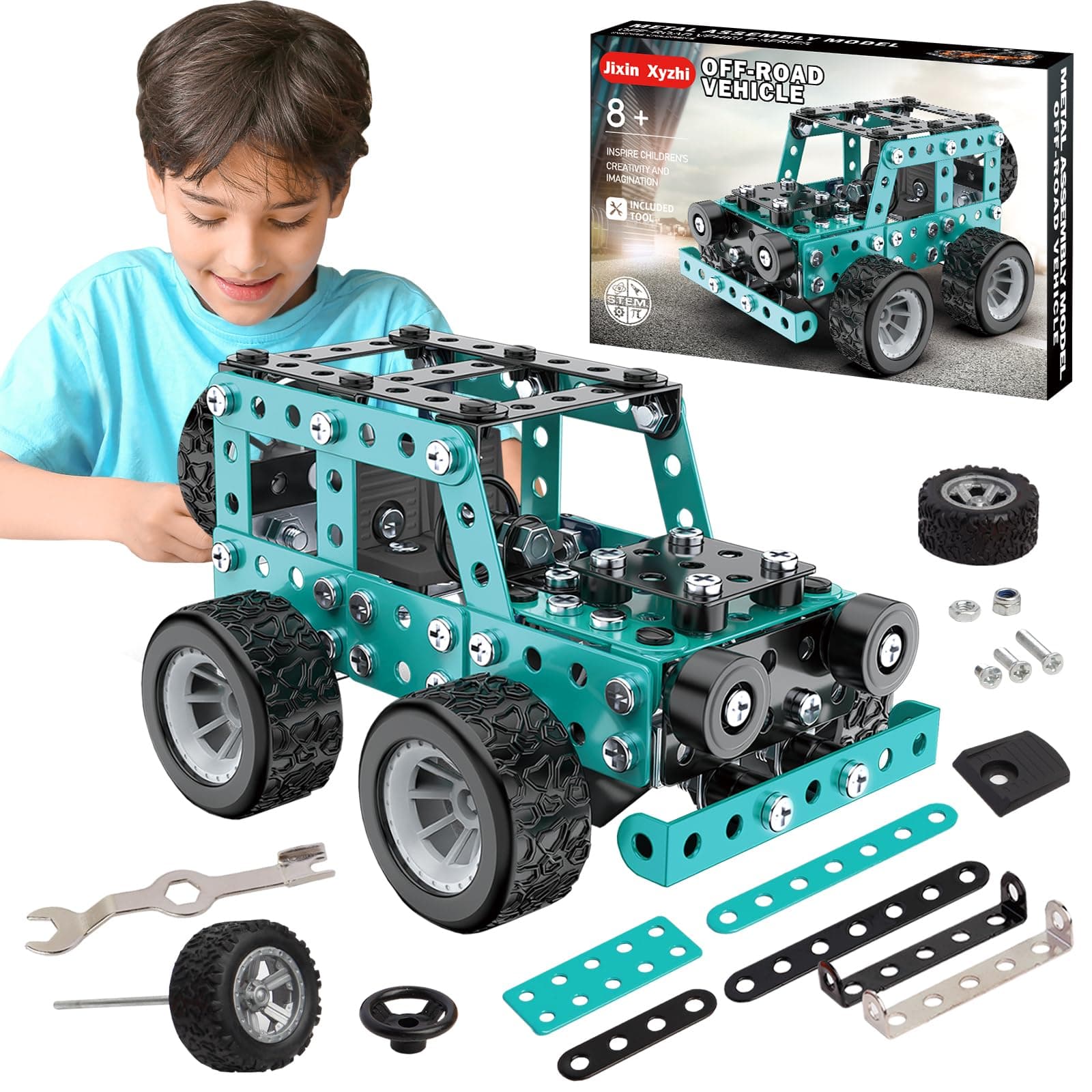 - Buildable 3D Metal Engineering Kit 194-Piece STEM Set for Ages 8-16 Develops Logic Skills DIY Project Ideal Gift for Kids (Blue)