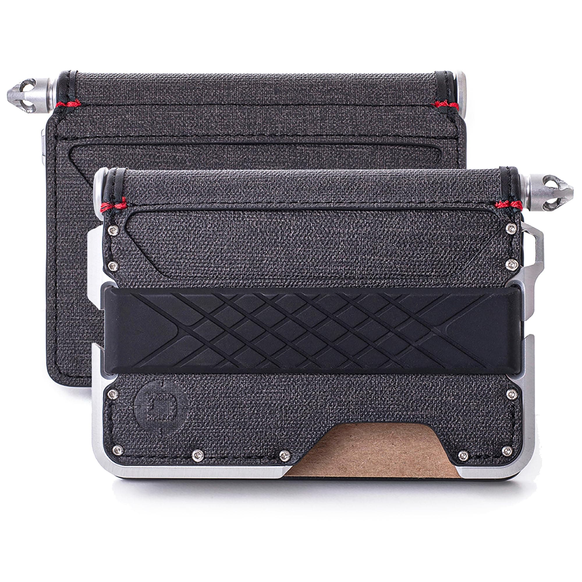 Dango D01 Dapper Bifold EDC Pen Wallet w/Notebook - Made in USA - Pressurized Ink, Slim, Minimalist, Metal, RFID Blocking, Black DTEX/Satin Silver, M