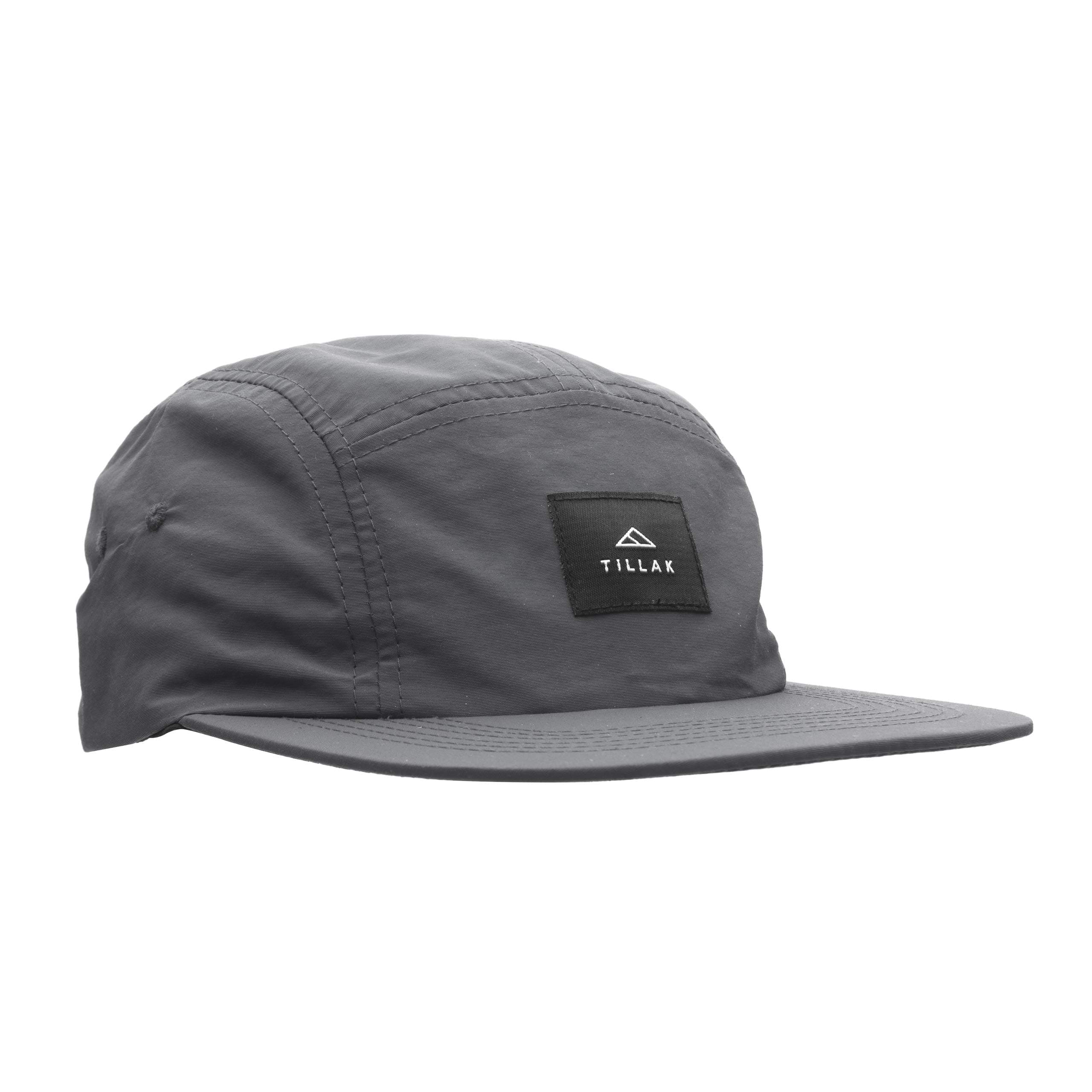Tillak Wallowa Camp Hat, Lightweight Nylon 5 Panel Grey Cap with Snap Closure