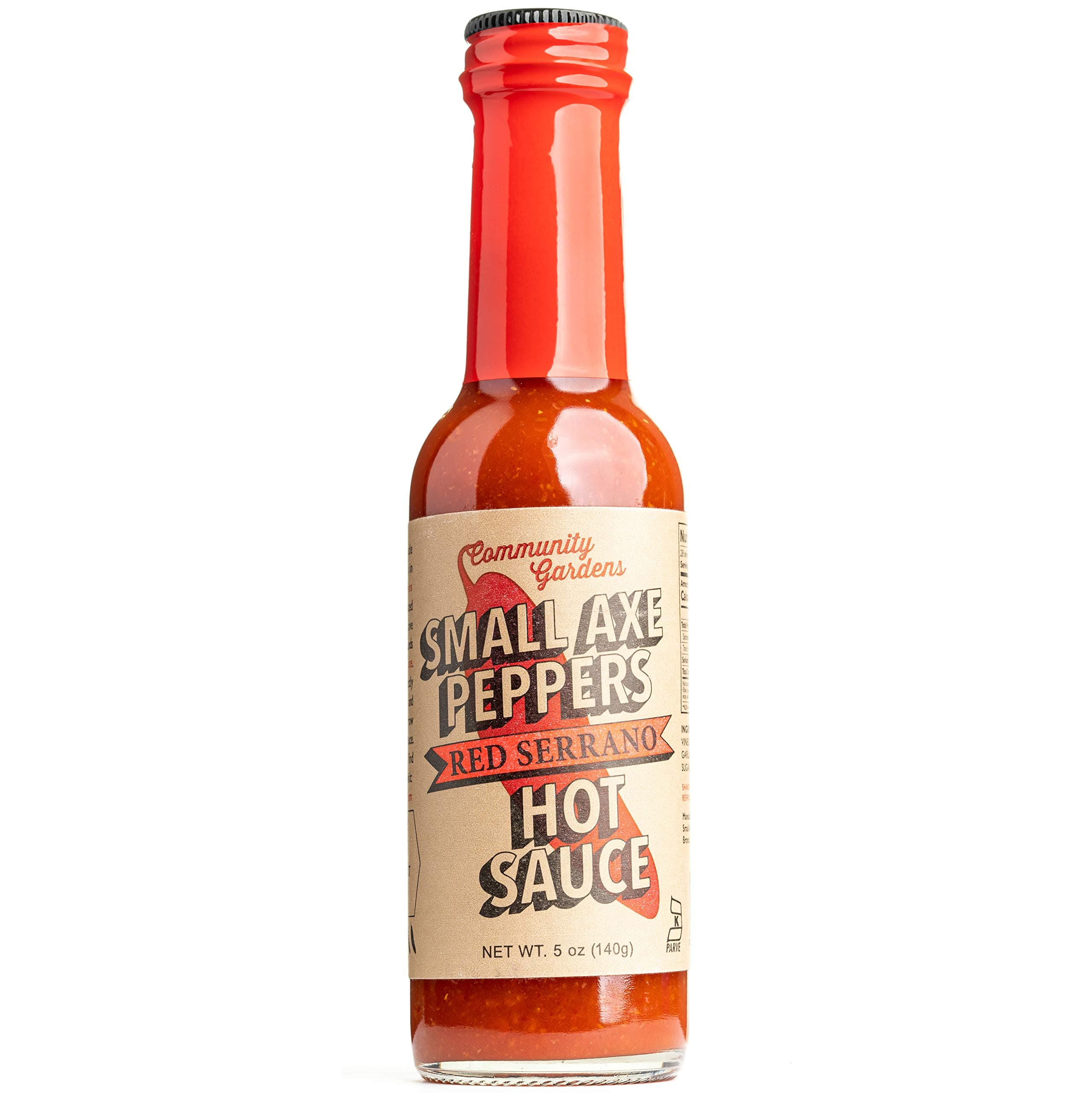 Small Axe Peppers Red Serrano Hot Sauce, 5 oz - All Natural, Kosher, non-GMO, Community Garden Grown Ghost Pepper Gourmet Hot Sauce, Featured on HOT ONES!