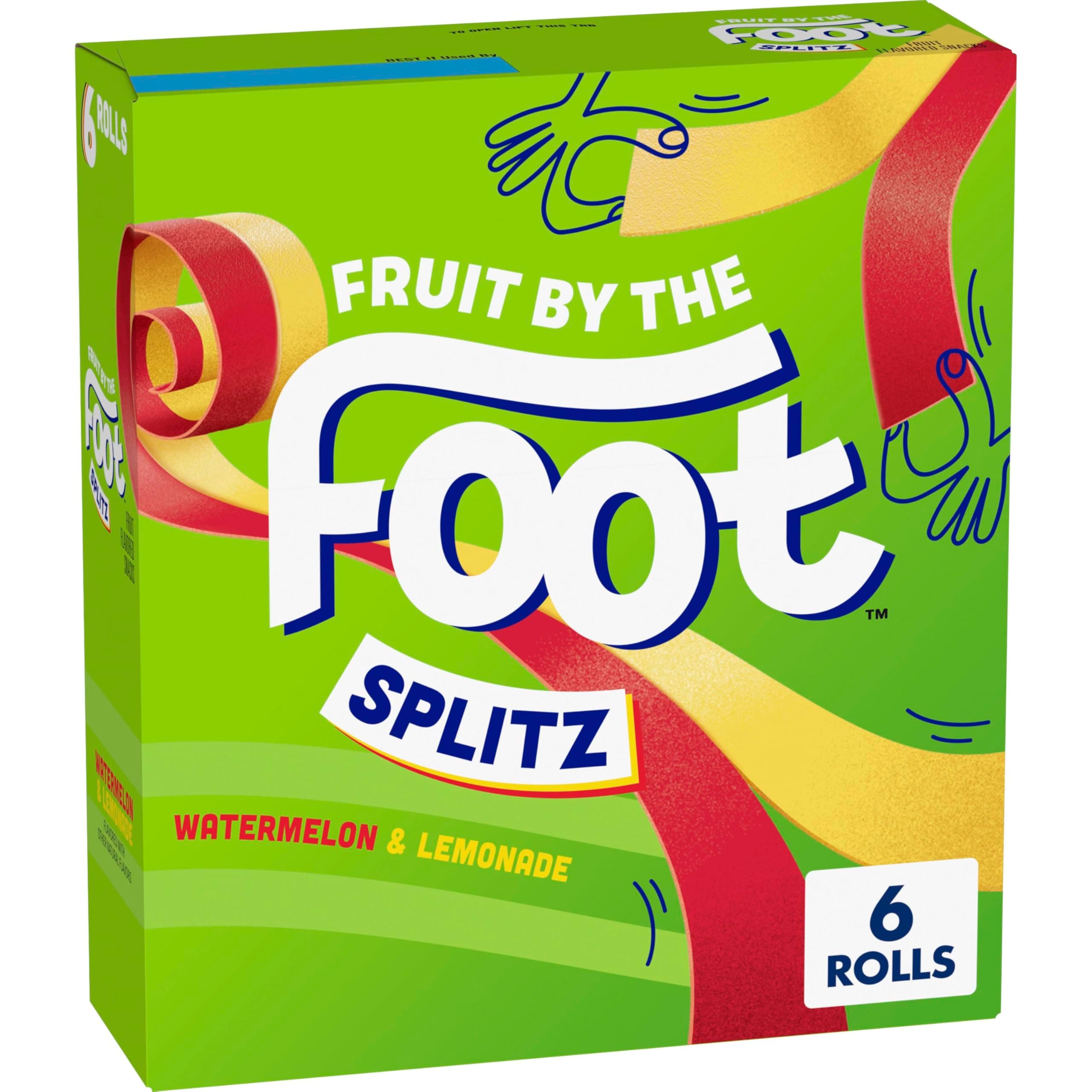 Fruit By The Foot Splitz Fruit Flavored Snacks, Watermelon and Lemonade, 6 Rolls, 4.5 oz