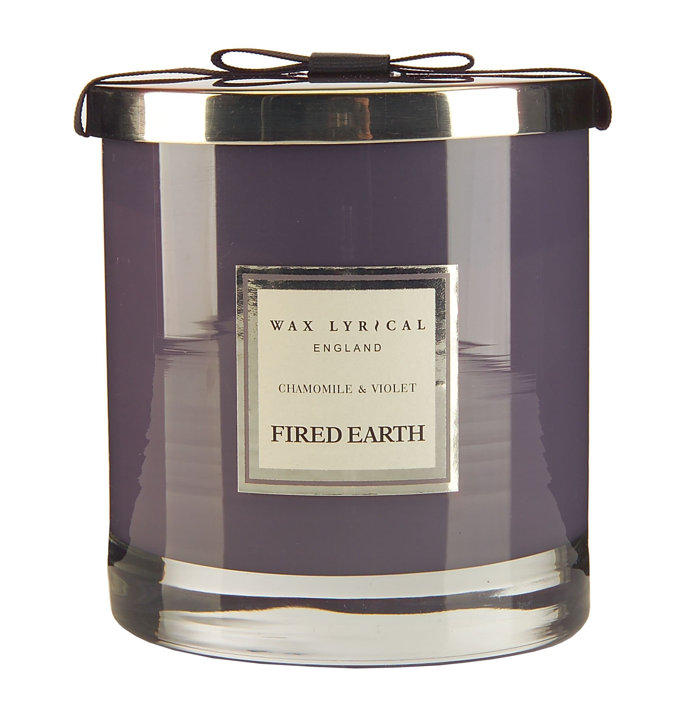 Fired Earth Large Candle Glass, Chamomile and Violet